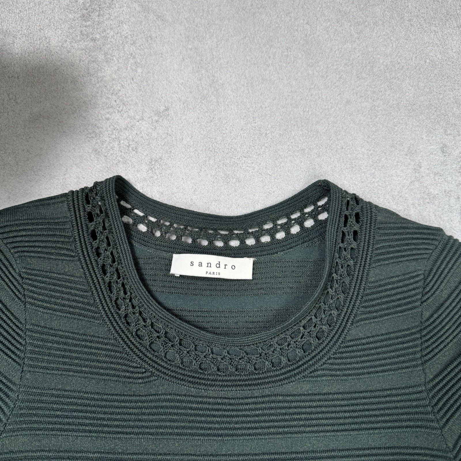Sandro Sandro Kady A-line Dress With Eyelet Detail Size Green Mini Size XS / US 0-2 / IT 36-38 - 3 Thumbnail