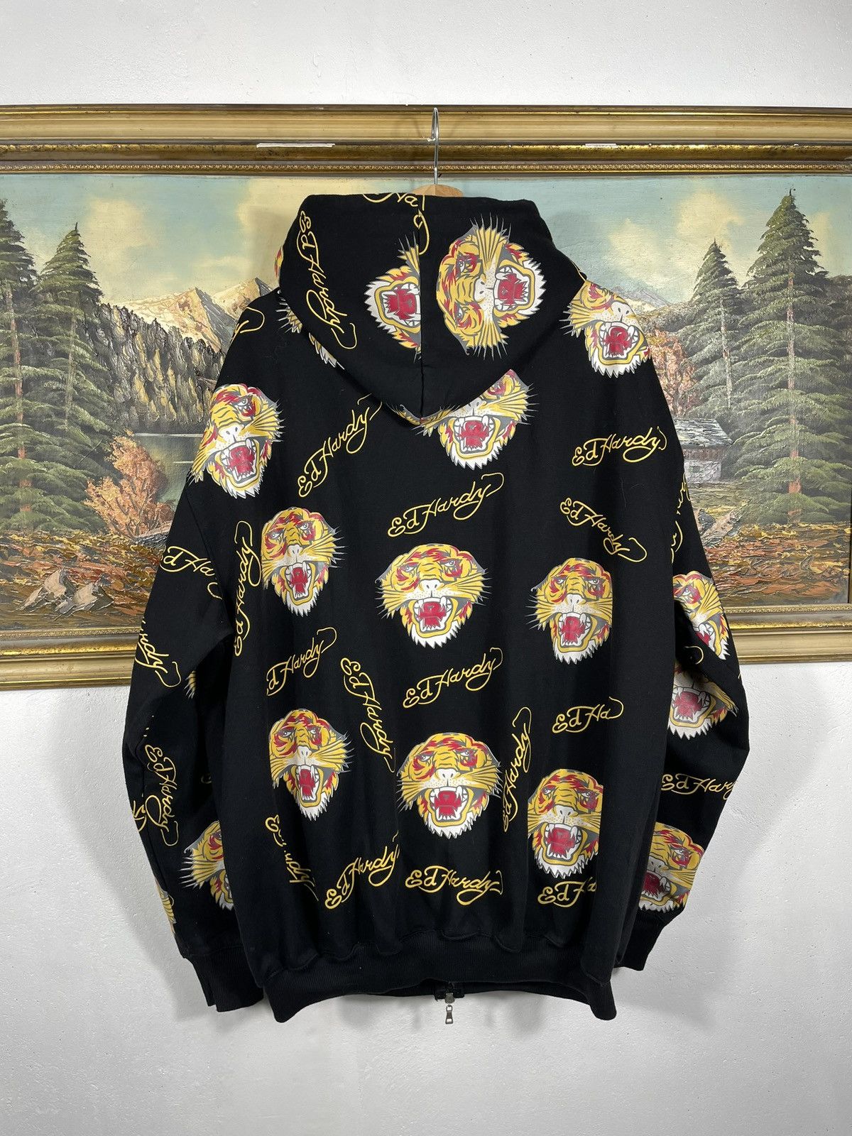 Christian Audigier × Ed Hardy × Vintage Ed Hardy Retro 00s Hoodie Cyber Affliction Grunge Hiphop Rap Size 3XL / US 20-22 - 5 Thumbnail