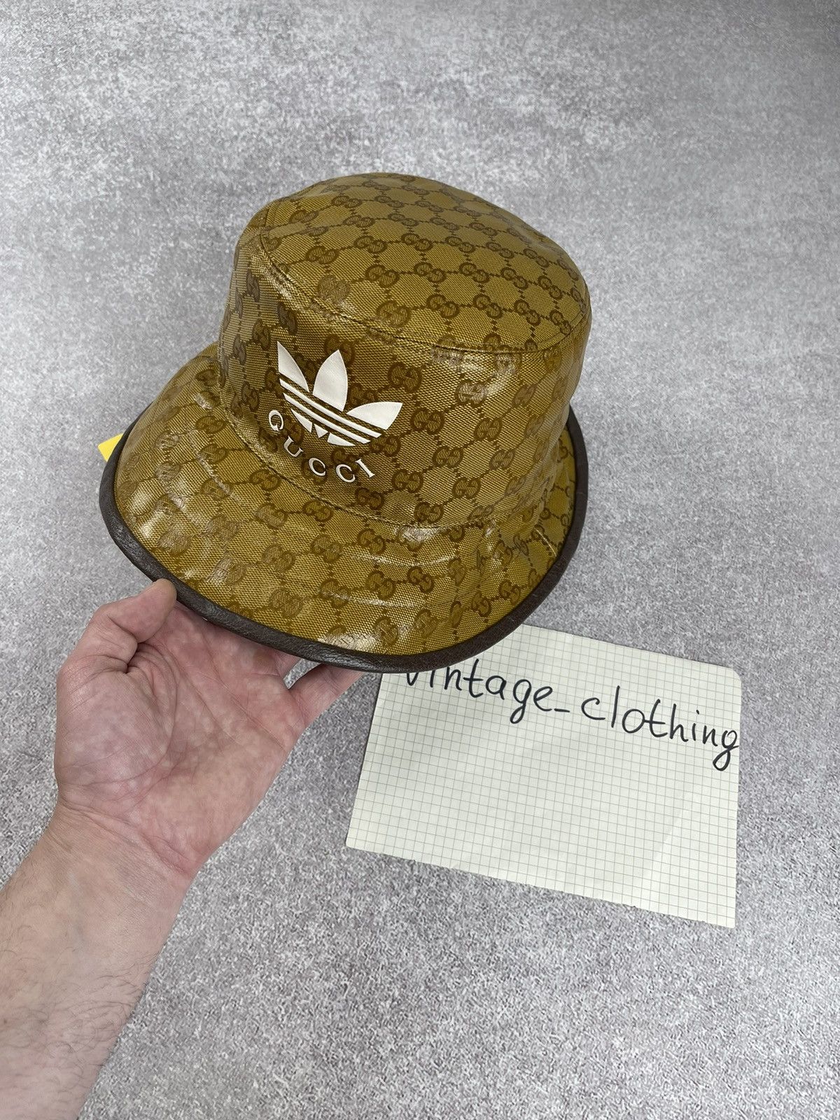 Adidas × Gucci Gucci x Adidas Gg Monogram Bucket Hat Brown Unisex Size ONE SIZE - 1 Thumbnail