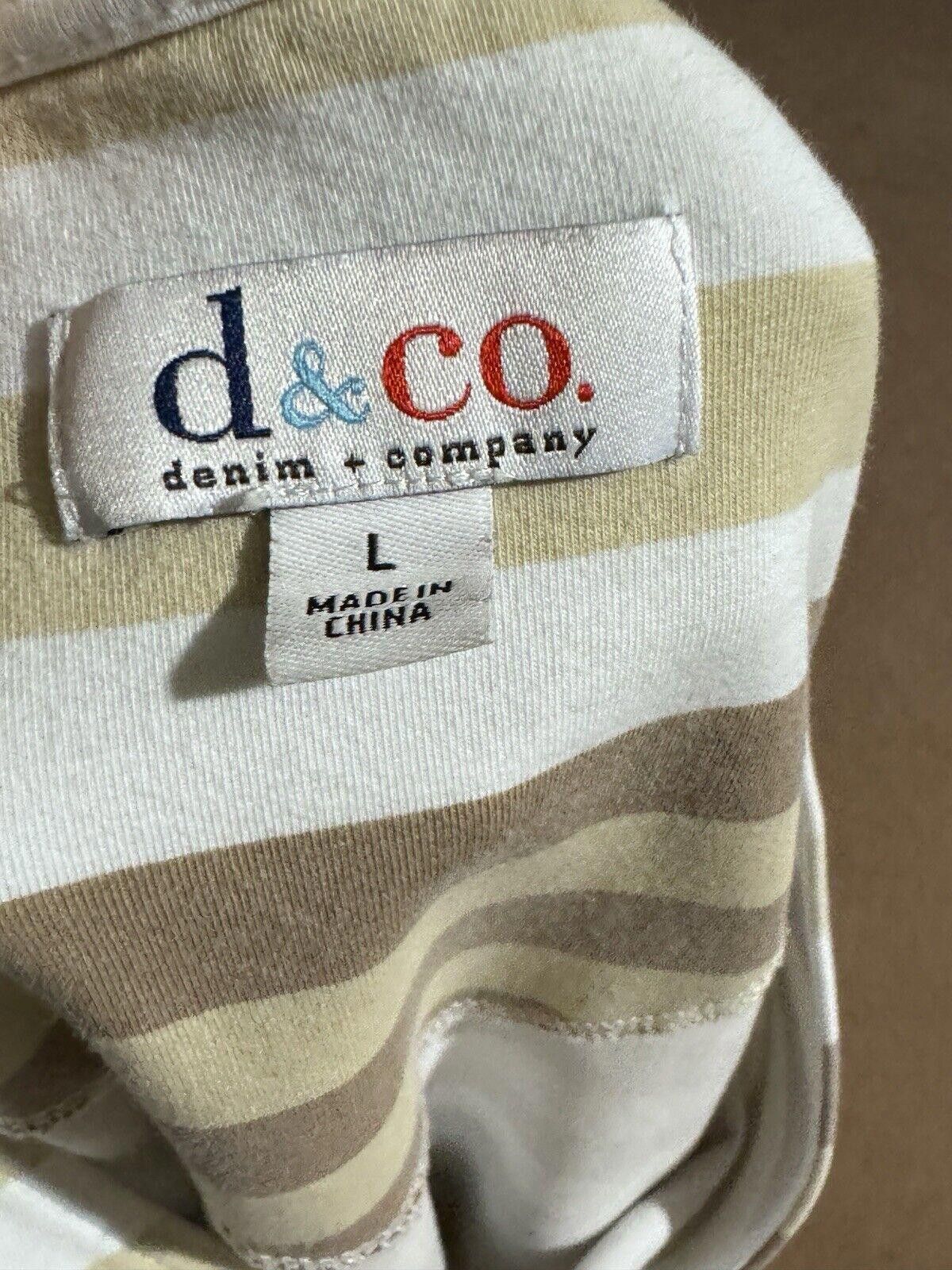 Denim & Co. Denim & Company Brown Khaki & White Striped Top Sz L Size L / US 10 / IT 46 - 4 Thumbnail