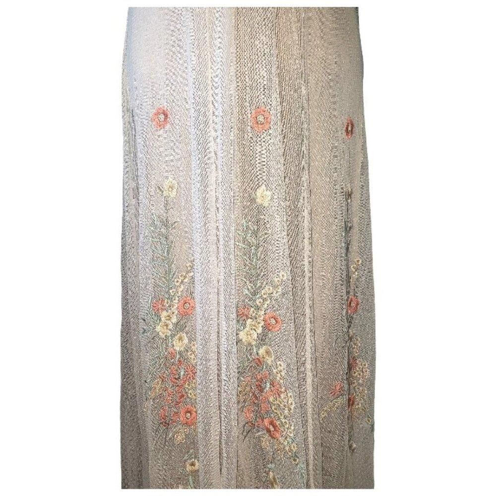 Designer CT1631 Johnny Was Mesh Floral Embroidered Maxi Dress L Size L / US 10 / IT 46 - 4 Thumbnail
