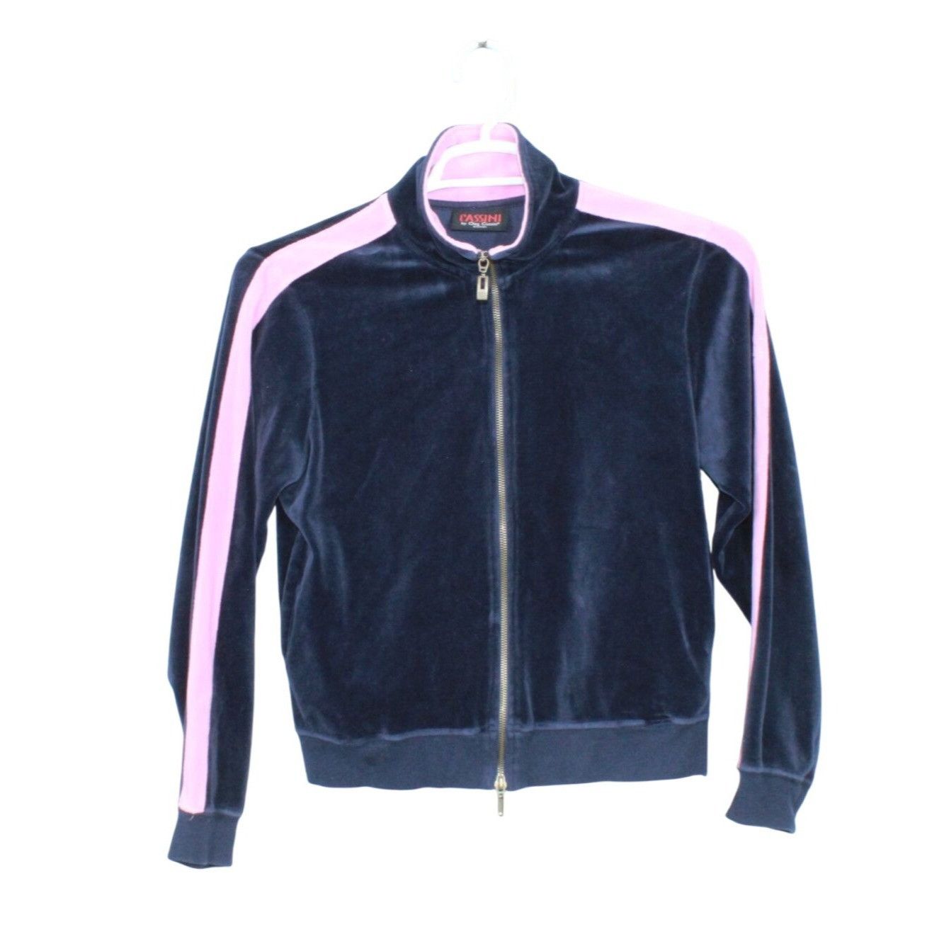 Oleg Cassini Cassini Blue Pink Velour Zip Up Track Sweater Size M / US 6-8 / IT 42-44 - 1 Thumbnail