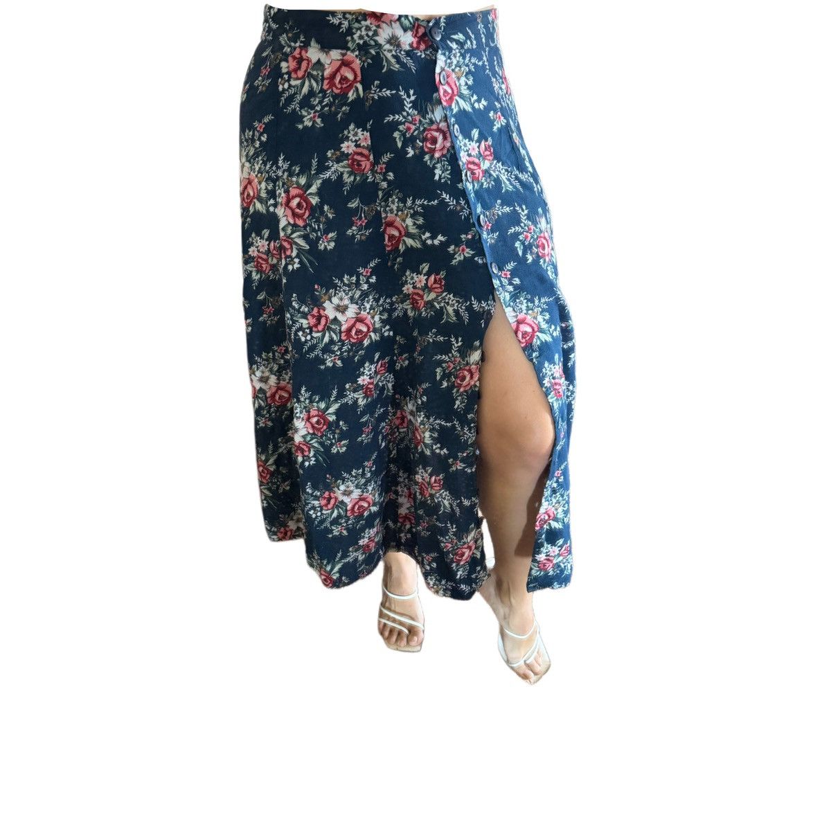 Vintage Vintage blue button up summer dress womens Honors plus size Size 34" / US 12 / IT 48 - 2 Thumbnail