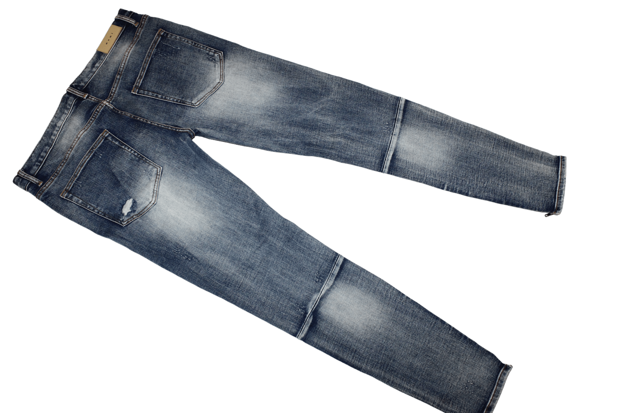 MNML MNML Stretch Slim Fit Distressed Zipper Biker Jeans Size US 38 / EU 54 - 9 Thumbnail