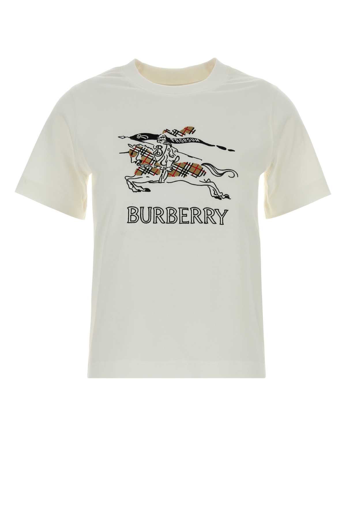 Burberry White Cotton T-Shirt Size S / US 4 / IT 40 - 1 Thumbnail