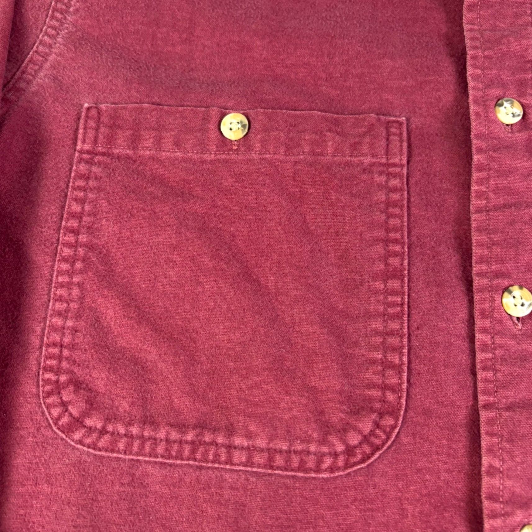 Vintage VINTAGE Private Property Mens LT Twill Button-Up Shirt Burgundy Red 90s Grunge Workwear Cotton Size US L / EU 52-54 / 3 - 7 Thumbnail