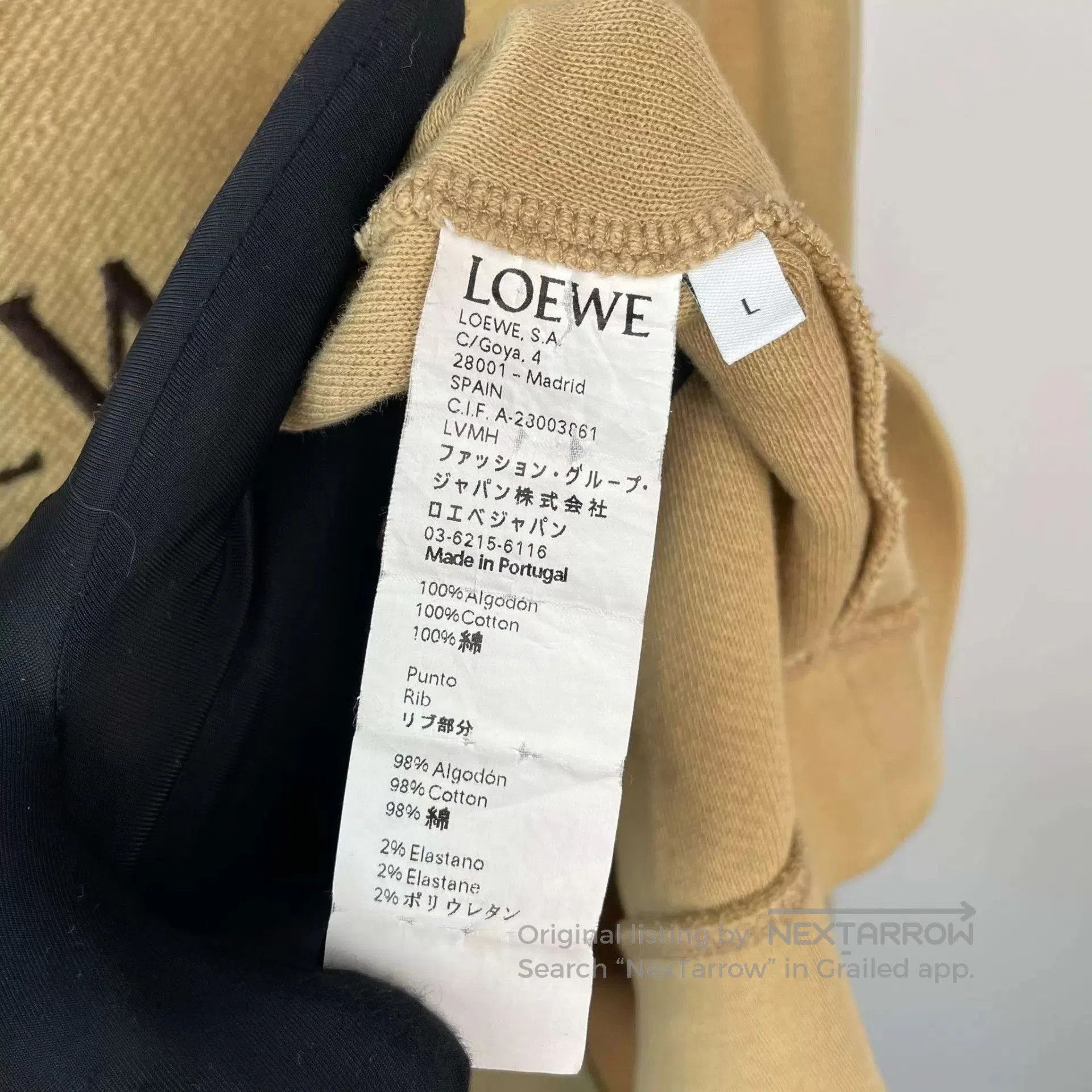 Loewe Beige Logo Print Long Sleeve Sweatshirt. Size US L / EU 52-54 / 3 - 4 Thumbnail
