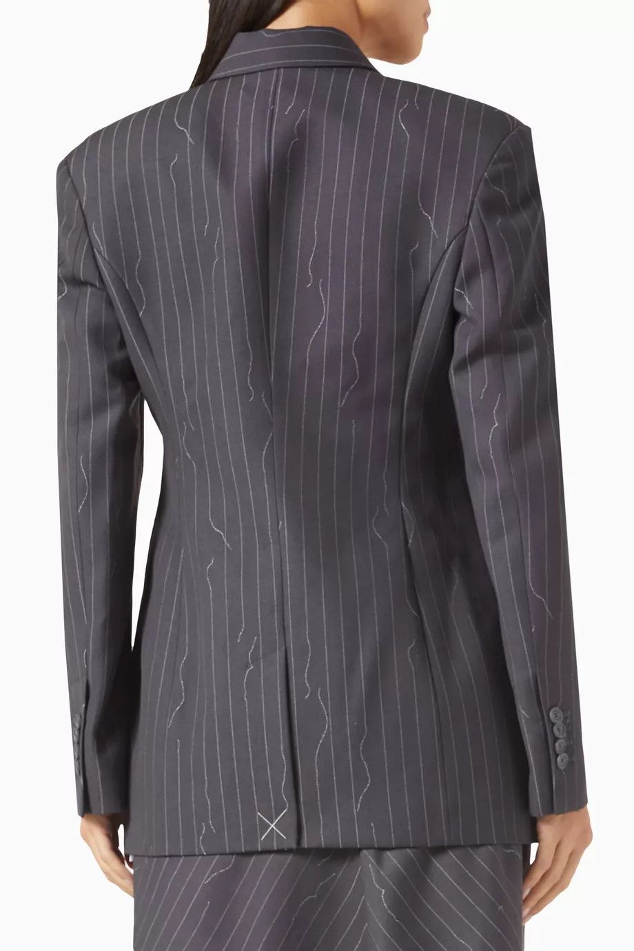 o1y1125 Pinstriped Blazer in Gray/White