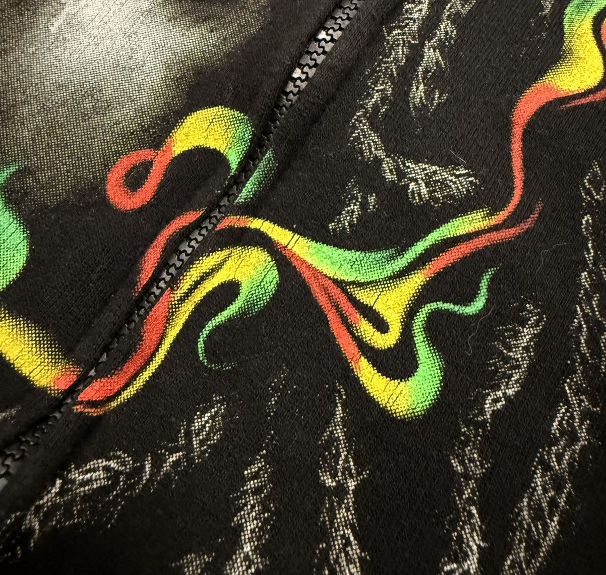 Bob Marley Vintage Bob Marley Black Zip Up Hoodie Full Print Size L Size US L / EU 52-54 / 3 - 8 Thumbnail