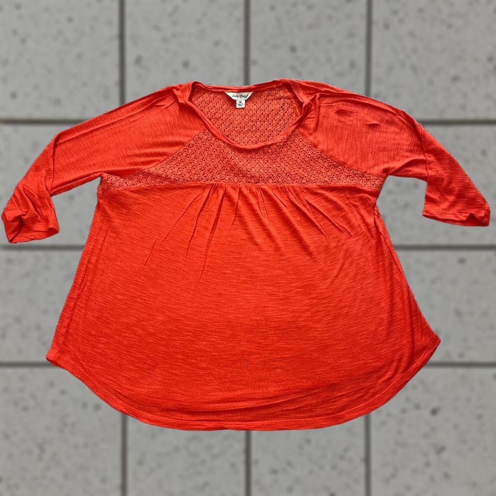 Lucky Brand Lucky Brand Shirt Womens M Orange Heather Flecked Marl 3/4 Sleeve Preppy Casual Size M / US 6-8 / IT 42-44 - 1 Thumbnail