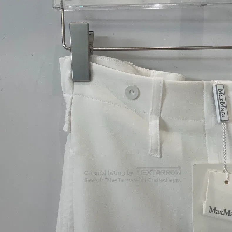 Max Mara Max Mara White Cotton Wide Leg Casual Trousers Size 31" - 3 Thumbnail