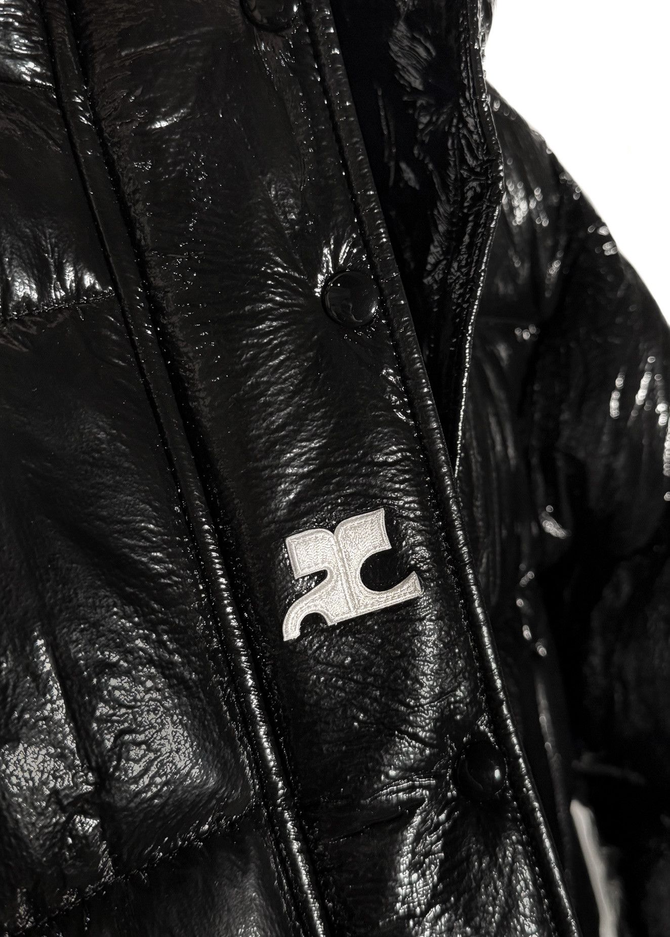 Courreges Courrèges Black Vinyl Logo Accent Puffer Jacket Size S / US 4 / IT 40 - 5 Thumbnail