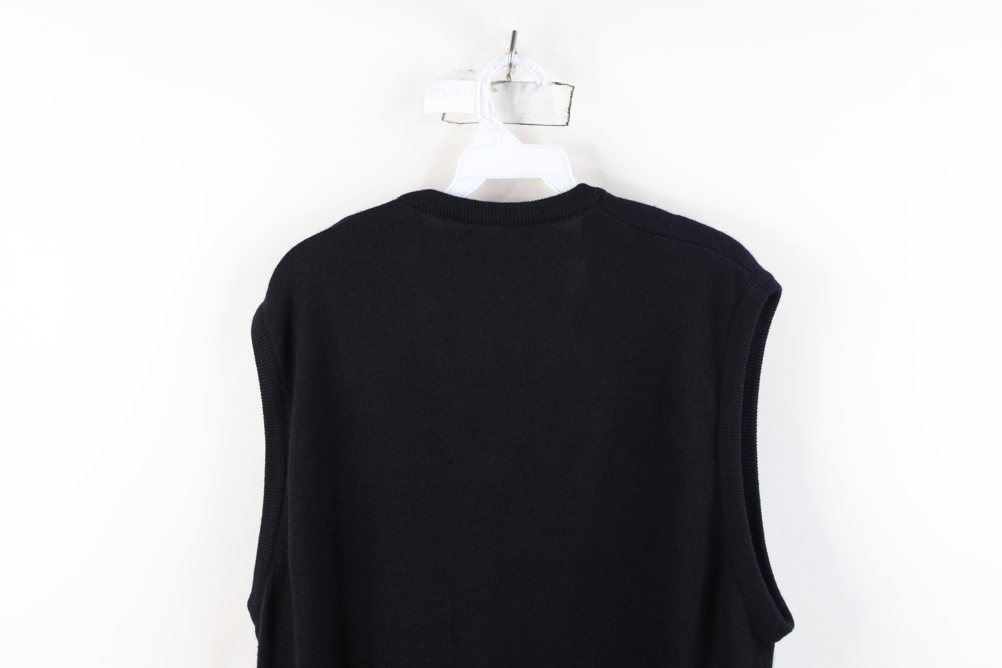 Vintage 90s Streetwear Knit V-Neck Sweater Vest USA Black