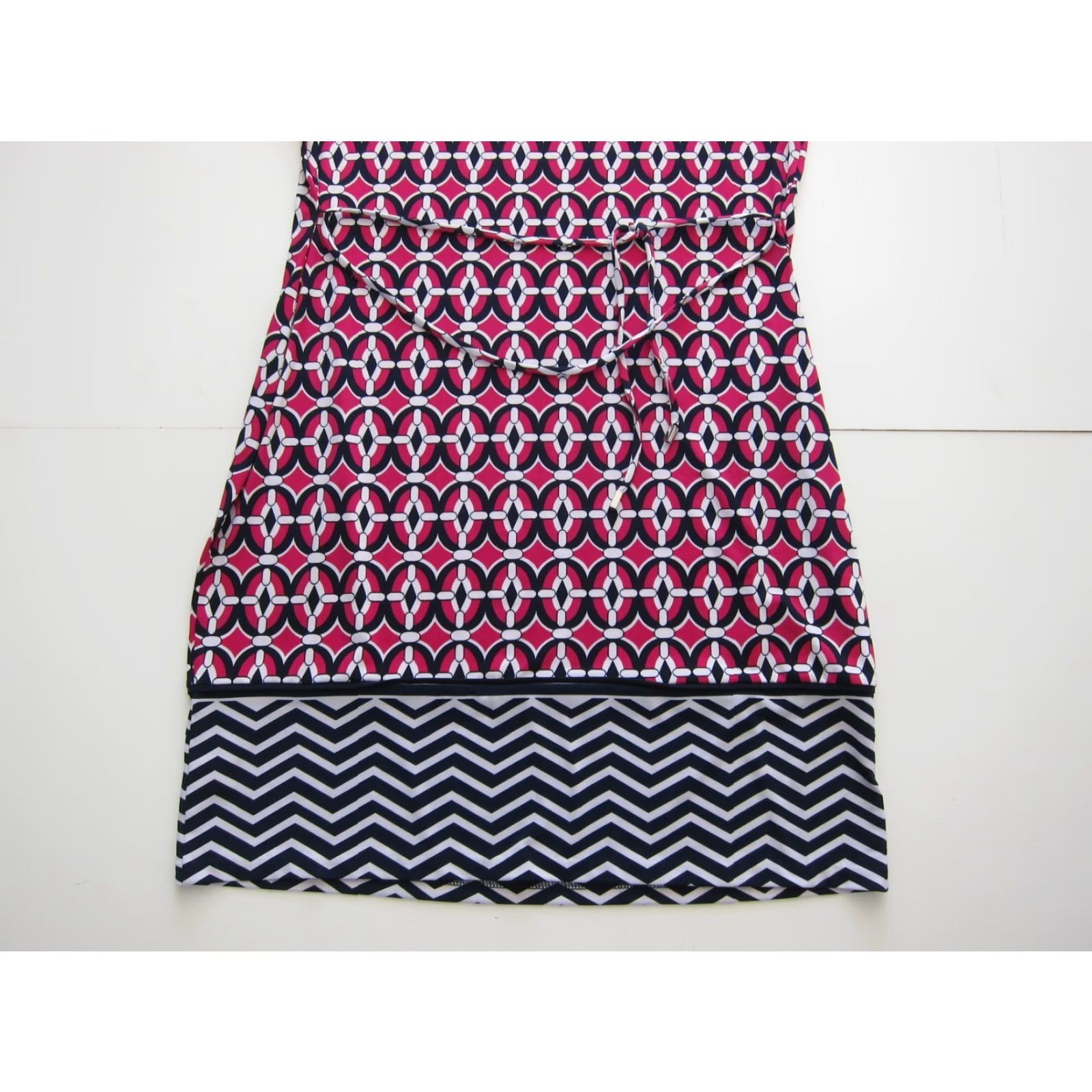 Liz Claiborne Vtg Liz Claiborne Pink Blue White Geometric Stretch Sleeveless Sheath Dress L Size L / US 10 / IT 46 - 6 Thumbnail