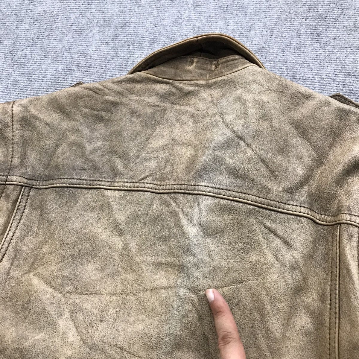Other LEATHER JACKET DOUBLE COLLAR BROWN FADED BIKER JACKET Size US M / EU 48-50 / 2 - 10 Thumbnail