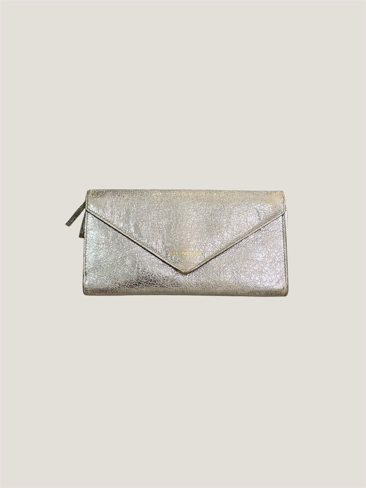 Balenciaga papier metallic silver envelope wallet