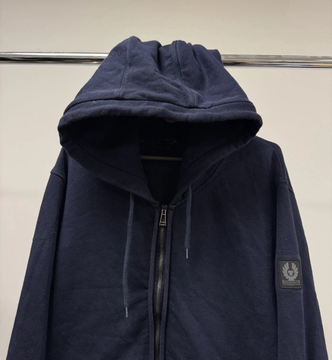 Belstaff Belstaff England Full Zip Hoodie Navy Blue Patch Logo Size US XL / EU 56 / 4 - 4 Thumbnail