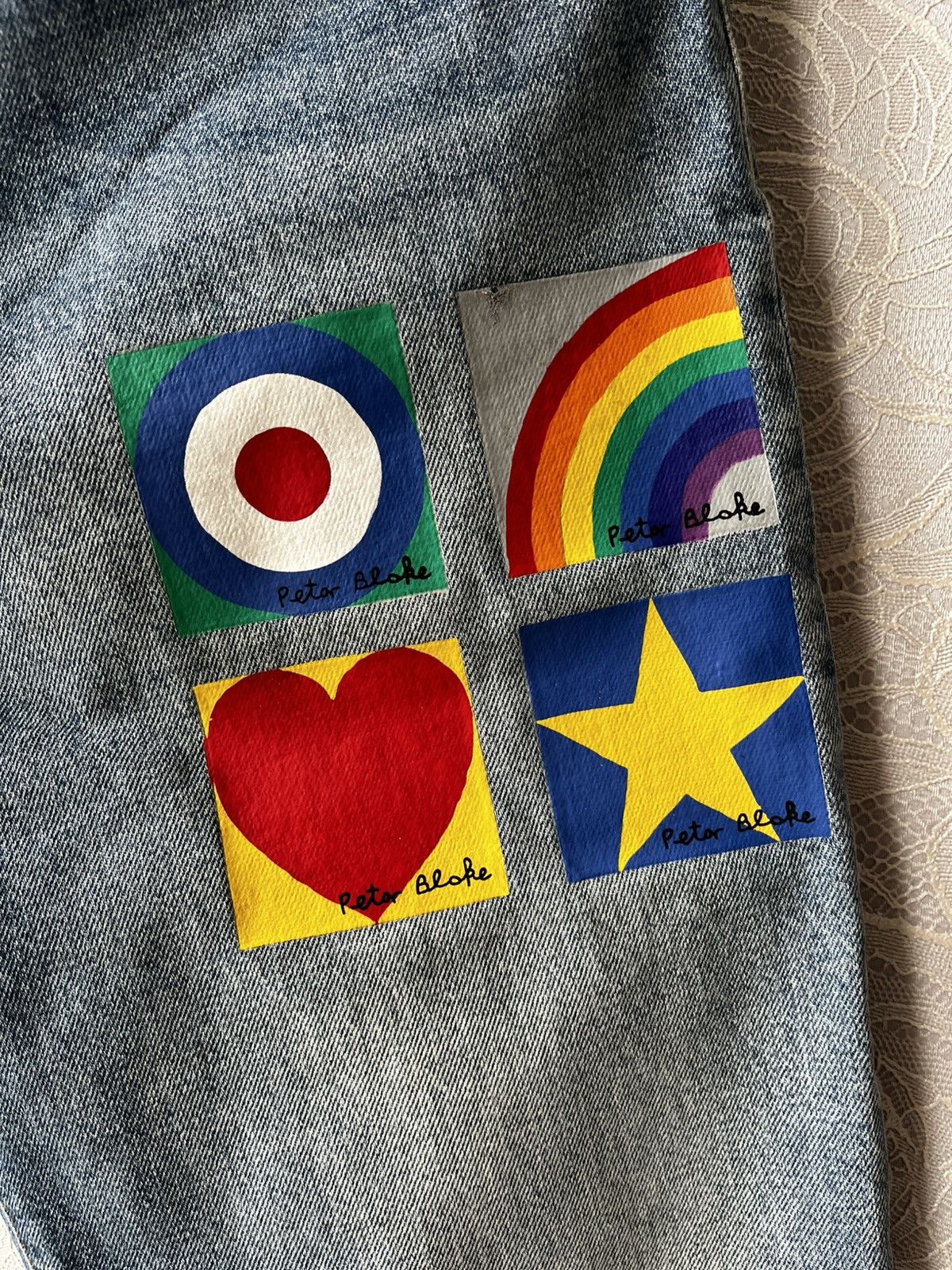 Iceberg Iceberg x Peter Blake Multicolor Logo Denim Distressed Jeans Size 29" - 11 Thumbnail