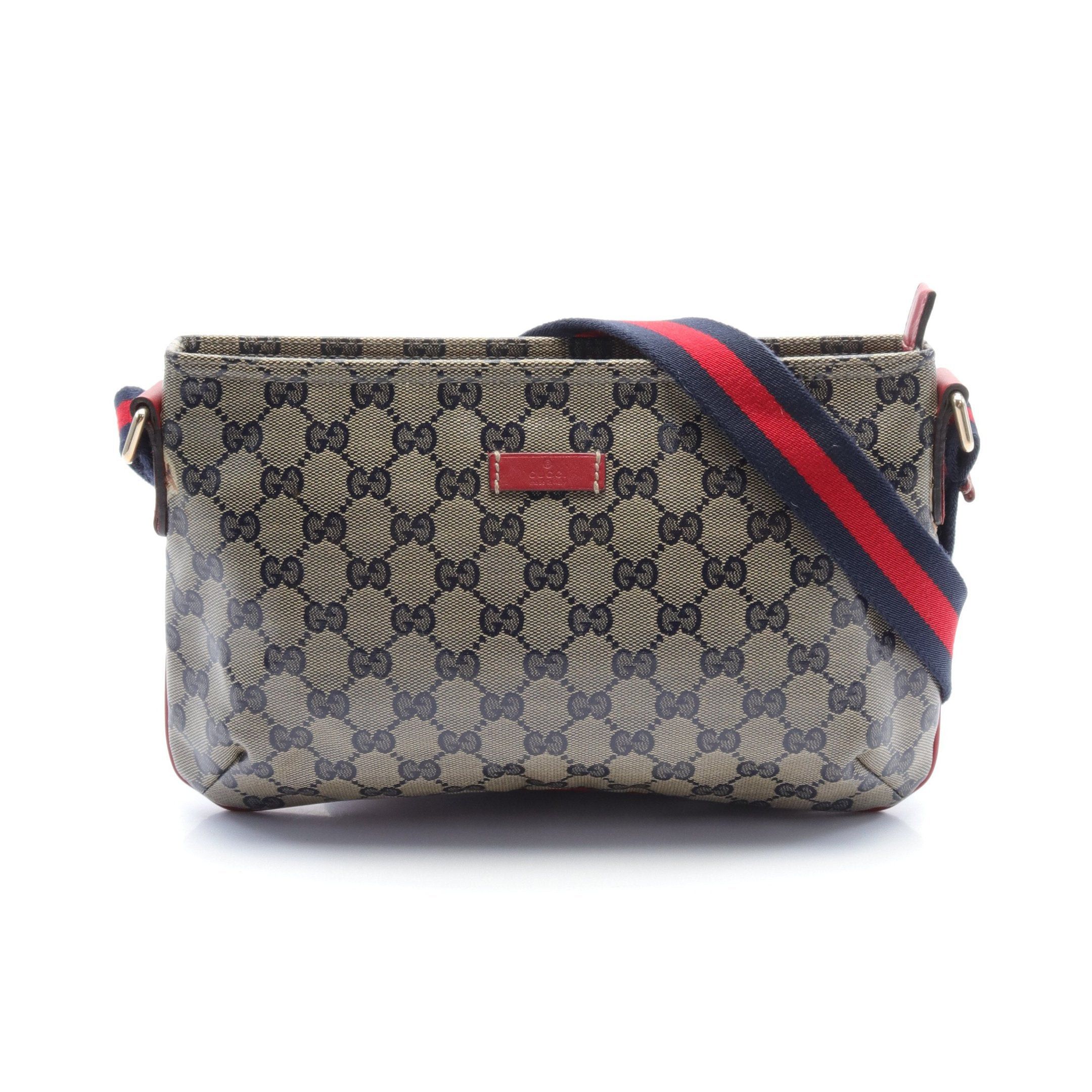 Gucci Gucci Sherry Line Gg Crystal Shoulder Bag Coated Canvas Leather Beige Navy Multicolor Size ONE SIZE - 1 Thumbnail