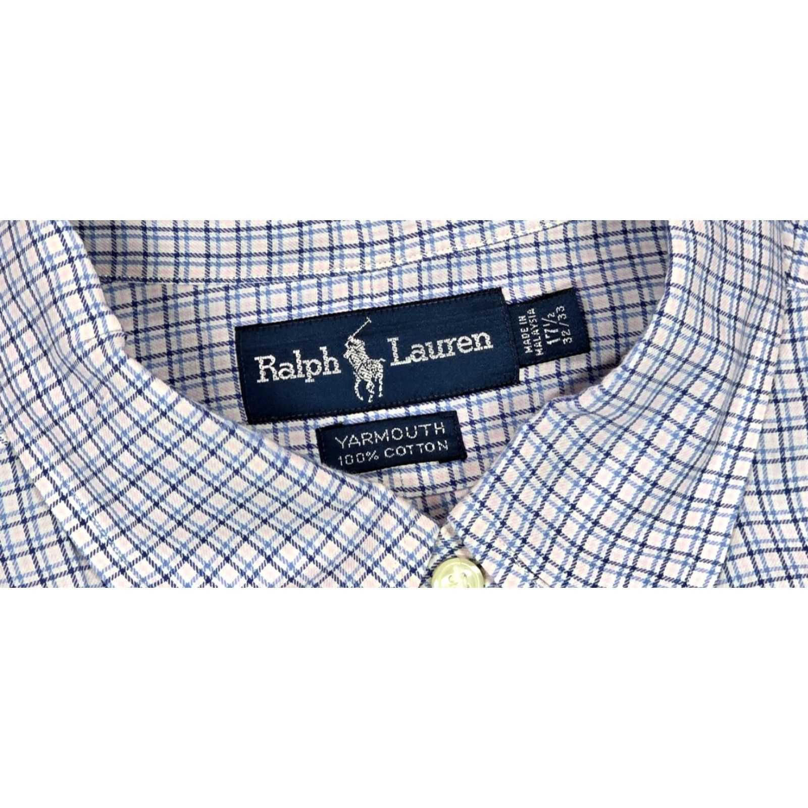 Polo Ralph Lauren VINTAGE Polo Ralph Lauren Tattersal Button Up Long Sleeve Shirt Mens 17.5-32/33 Plaid Blue White Pink OCBD 100% Cotton Size US XXL / EU 58 / 5 - 6 Thumbnail