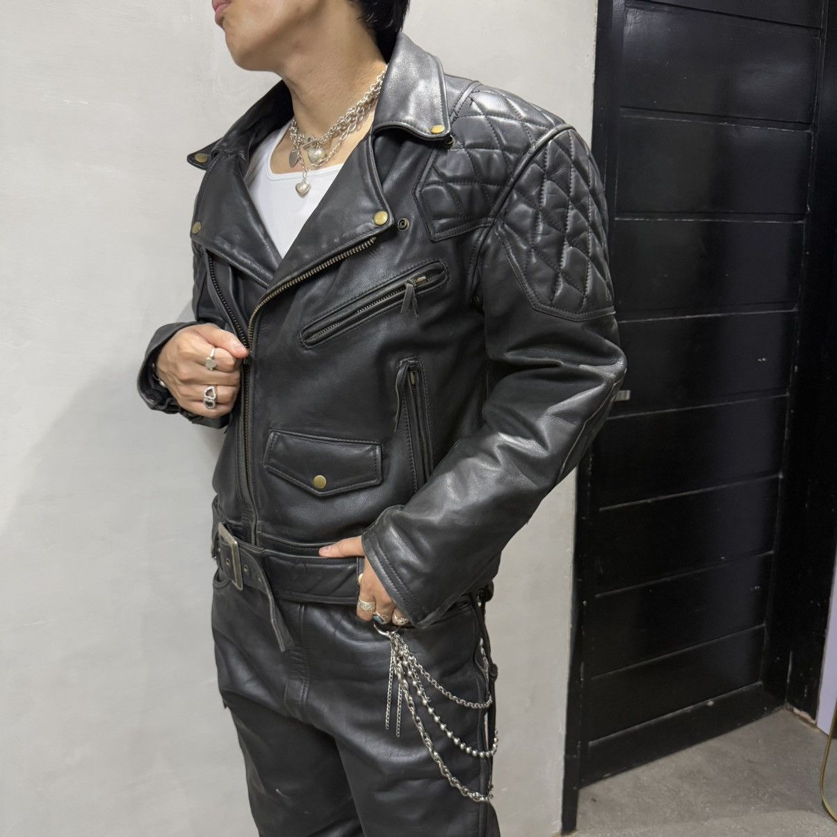 Japanese Brand × Kadoya Kadoya evo diamond lattice cable stayed leather jacket Size US XXL / EU 58 / 5 - 5 Thumbnail