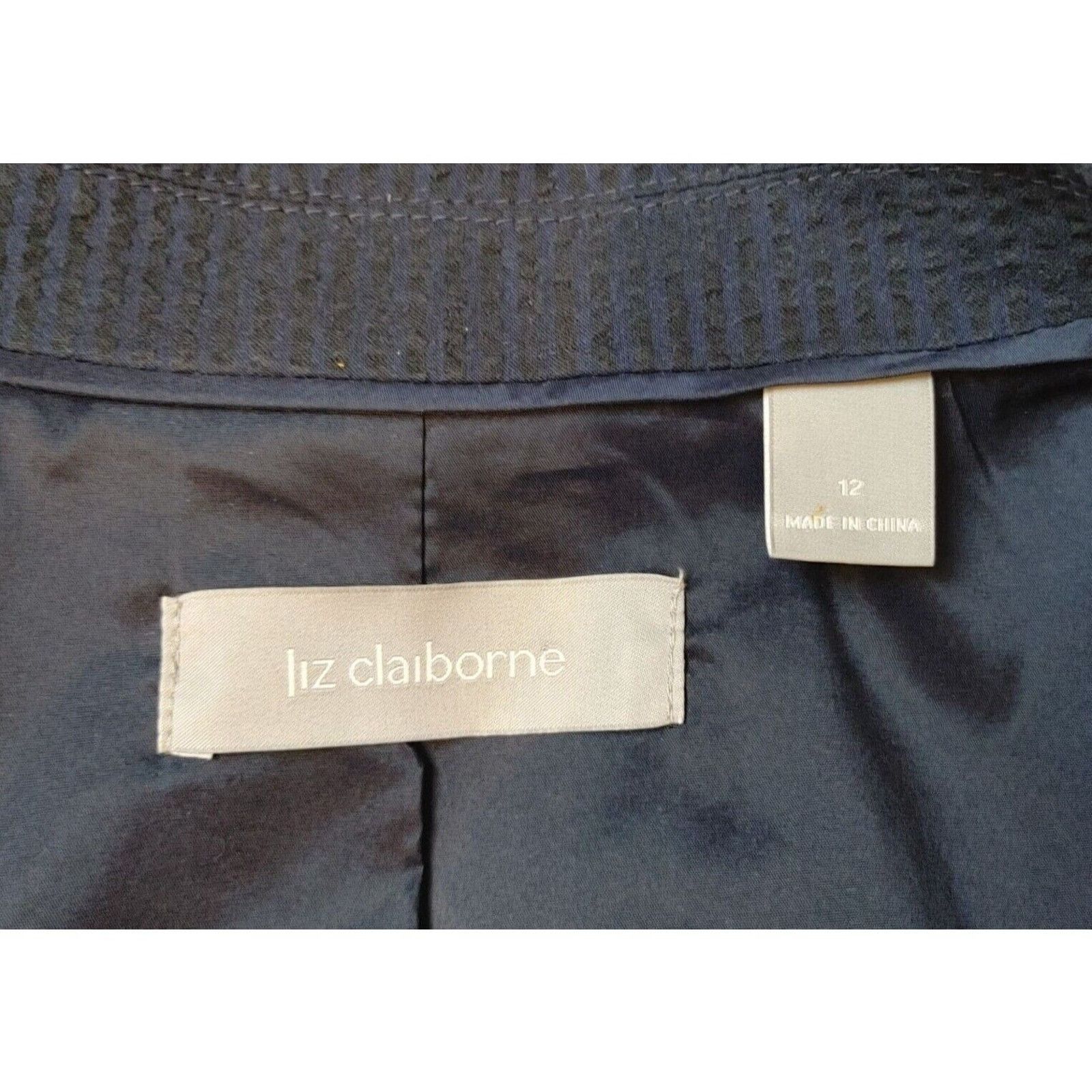 Other LIZ CLAIBORNE Womens 12 Navy Blazer Seersucker Lightweight S Size L / US 10 / IT 46 - 3 Thumbnail