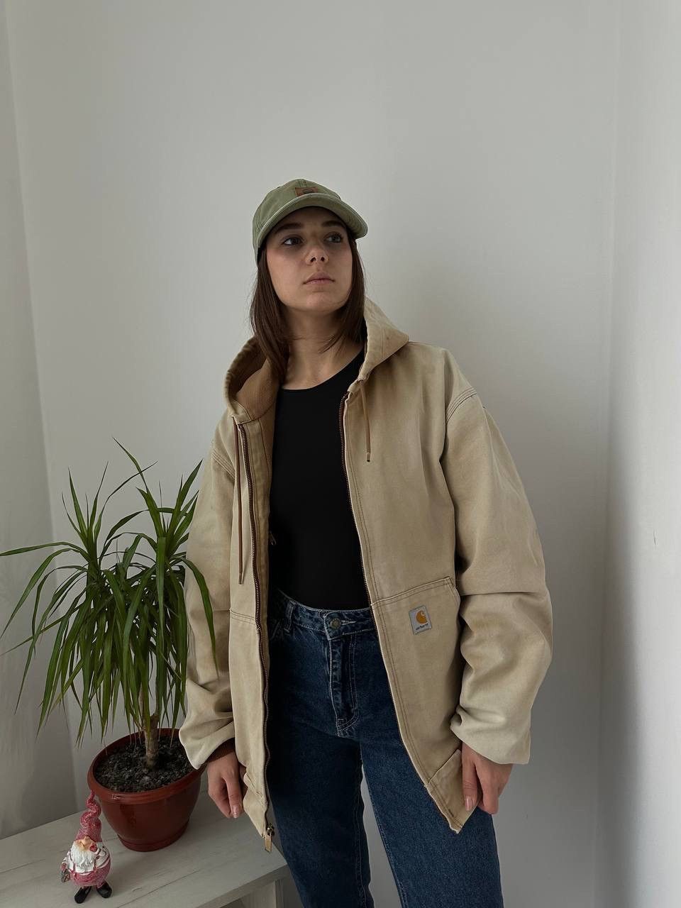 Carhartt × Carhartt Wip × Vintage Vintage Carhartt Active Detroit Denim Beige Faded Jacket Size L / US 10 / IT 46 - 22 Thumbnail
