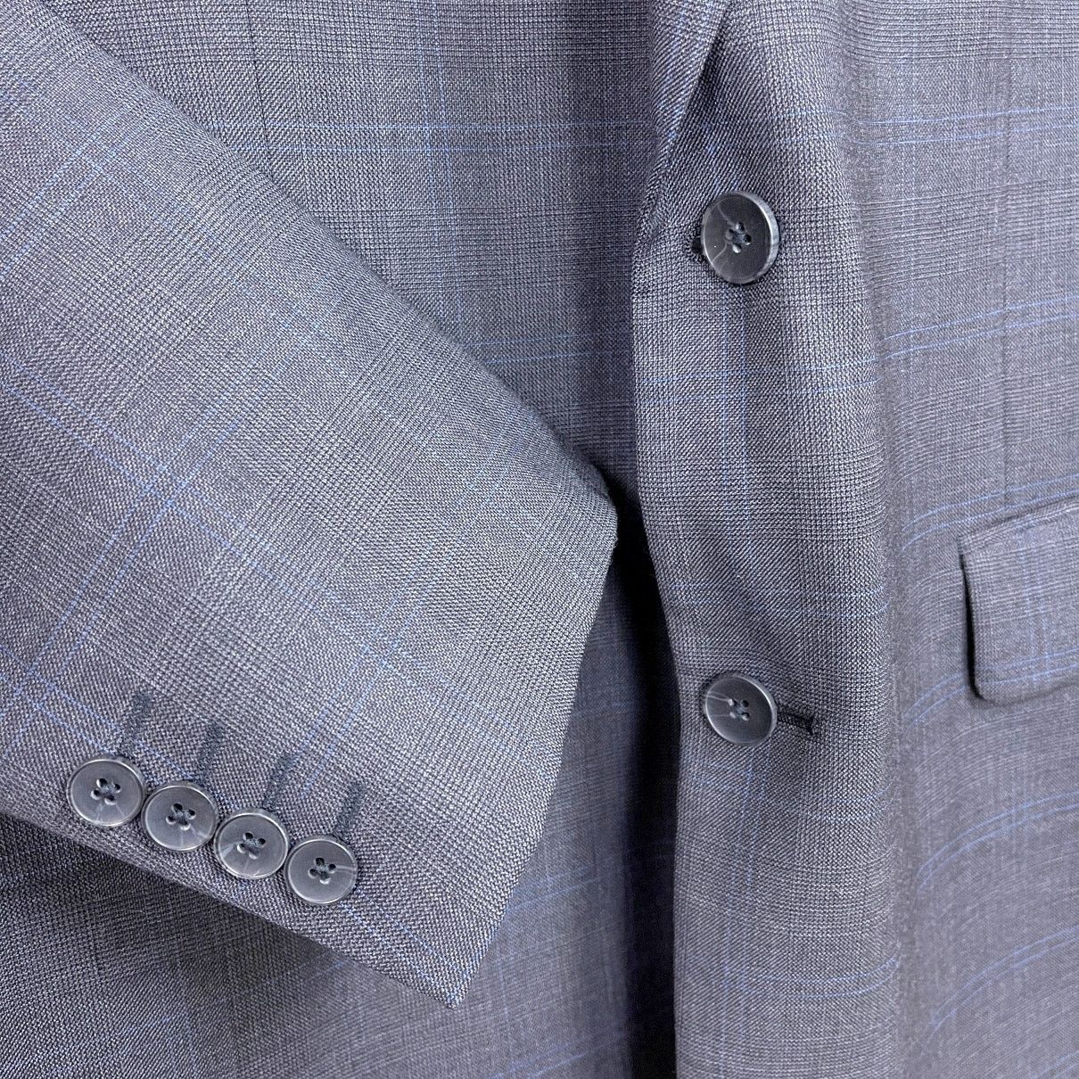 Nautica Nautica Wool Windowpane Suit Gray Two Button Mens 42L 36W Size 42L - 4 Thumbnail