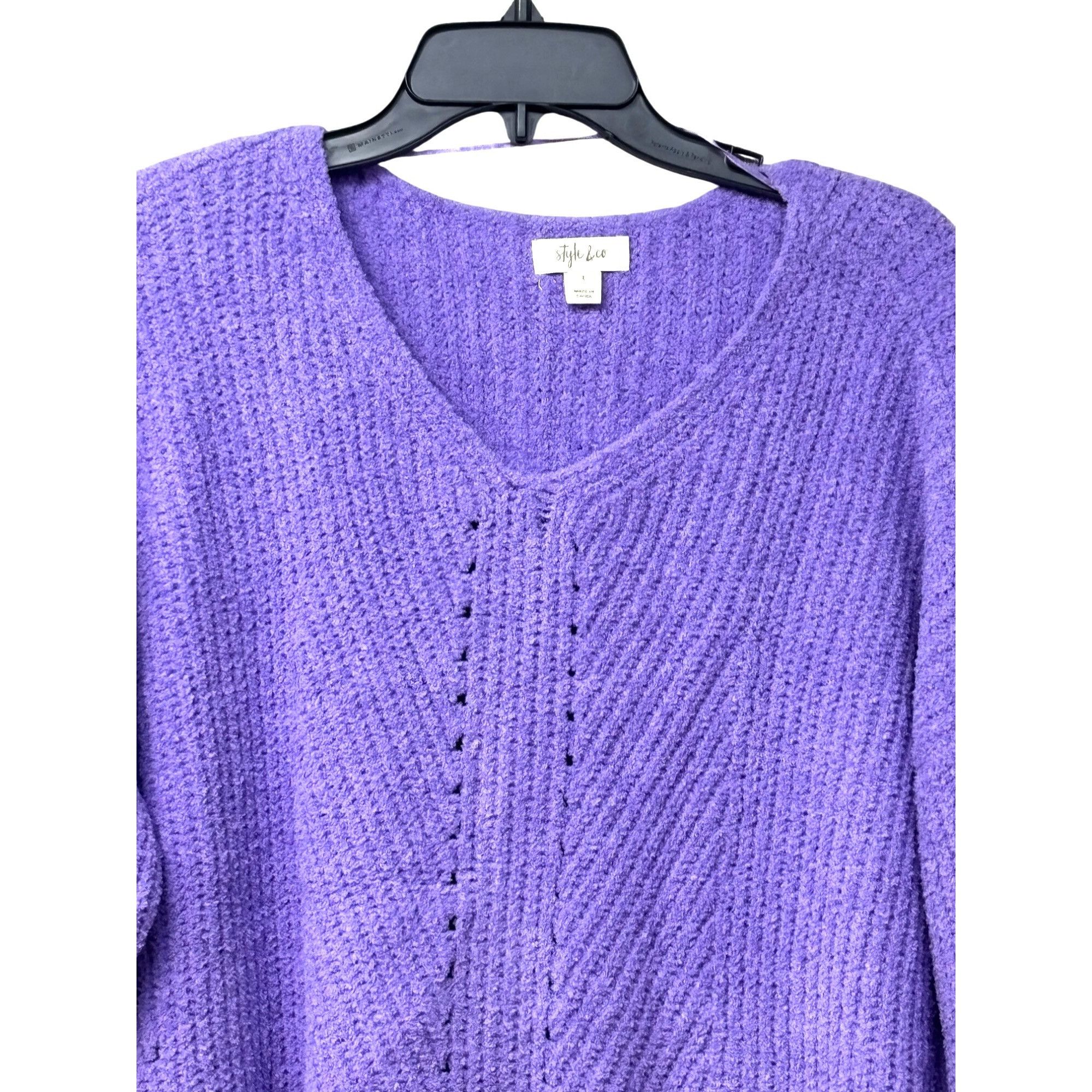 Other Style & Co Cozy Chenille V-Neck Sweater, Lilac Kiss, L Size L / US 10 / IT 46 - 3 Thumbnail