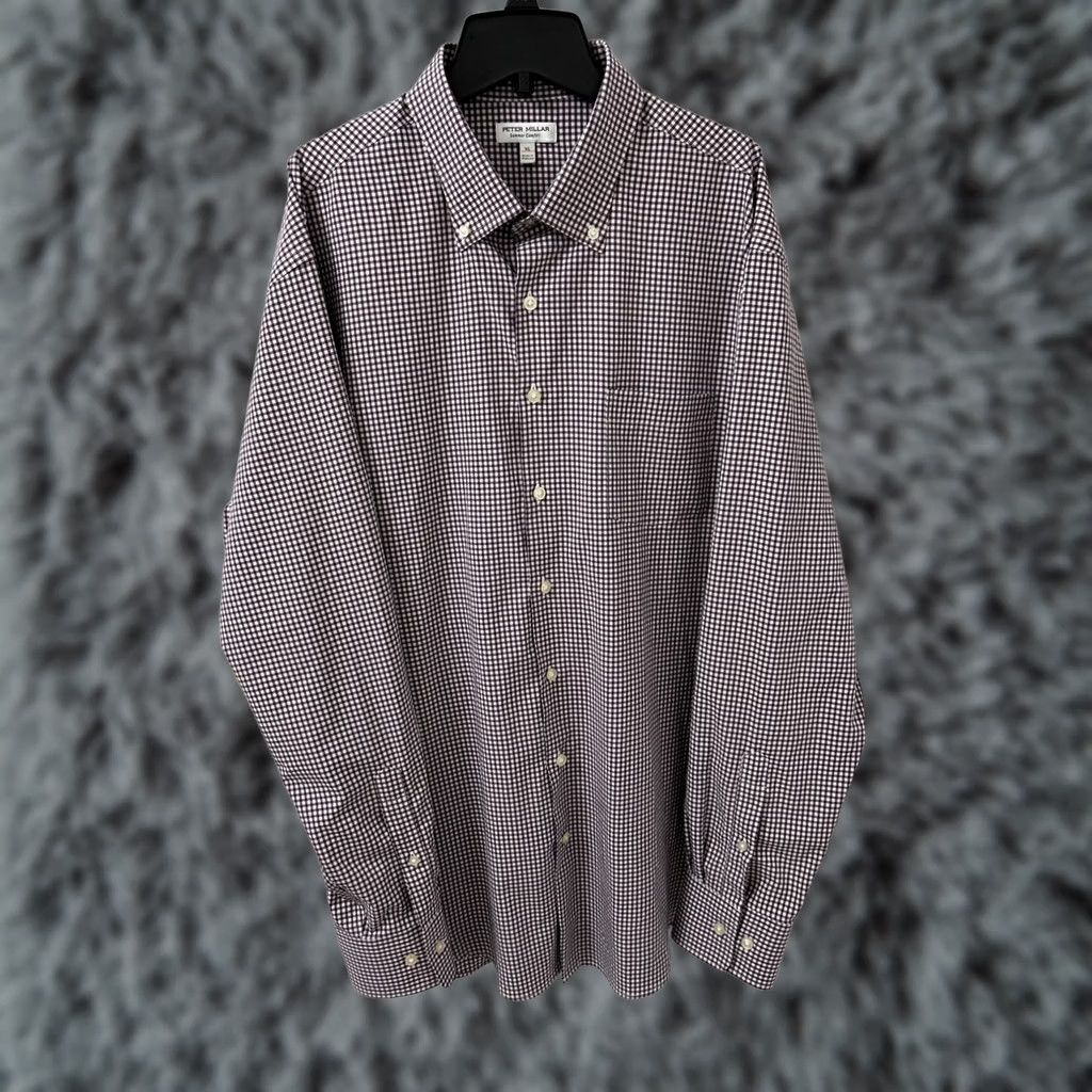 Peter Millar Peter Millar Summer Comfort Shirt Mens XL Red White Plaid Button-Down Long Sleeve Shirt Size US XL / EU 56 / 4 - 1 Thumbnail