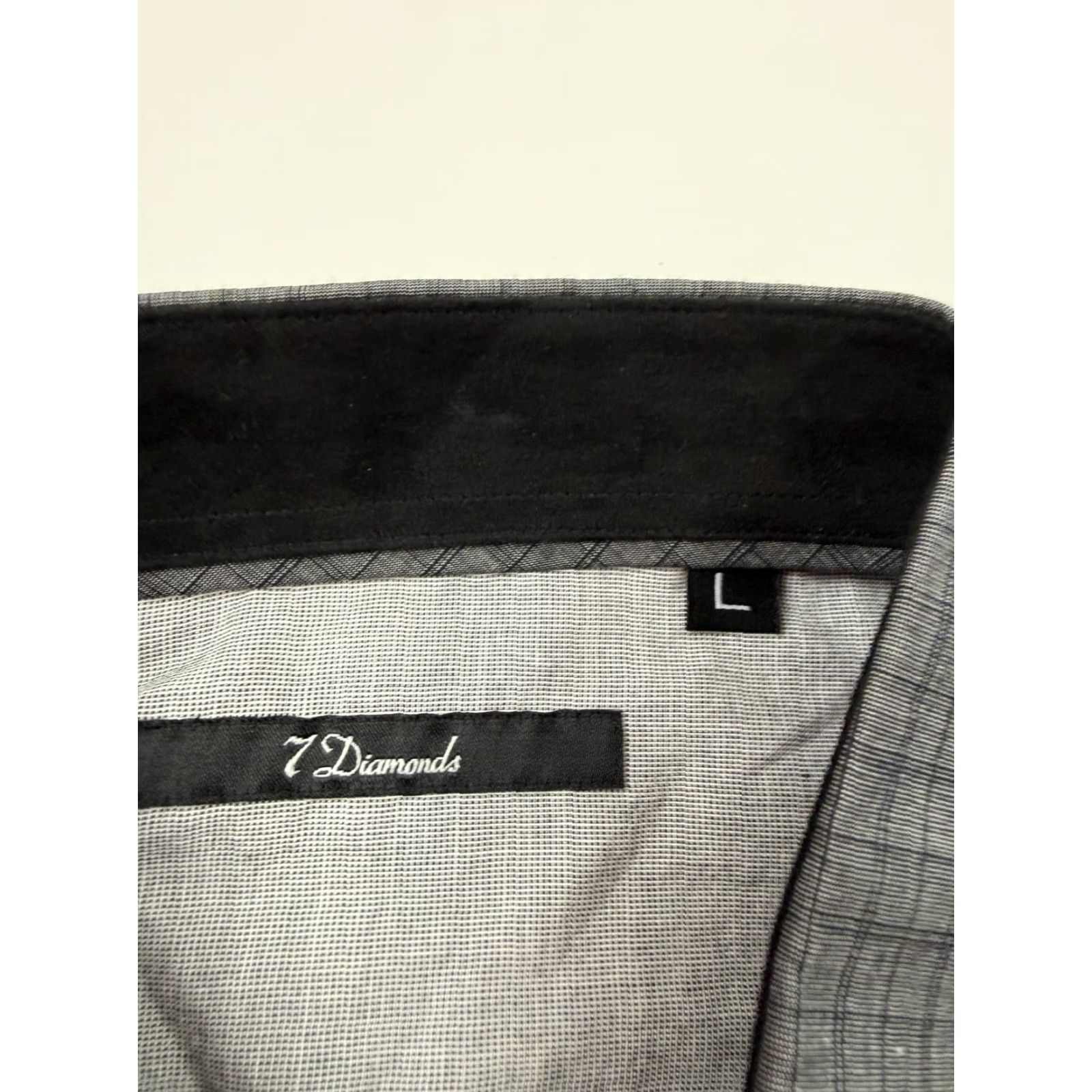 Vintage 7 Diamonds Shirt Mens Large Gray Check Long Sleeve Button Front Elbow Patch Size US L / EU 52-54 / 3 - 4 Thumbnail