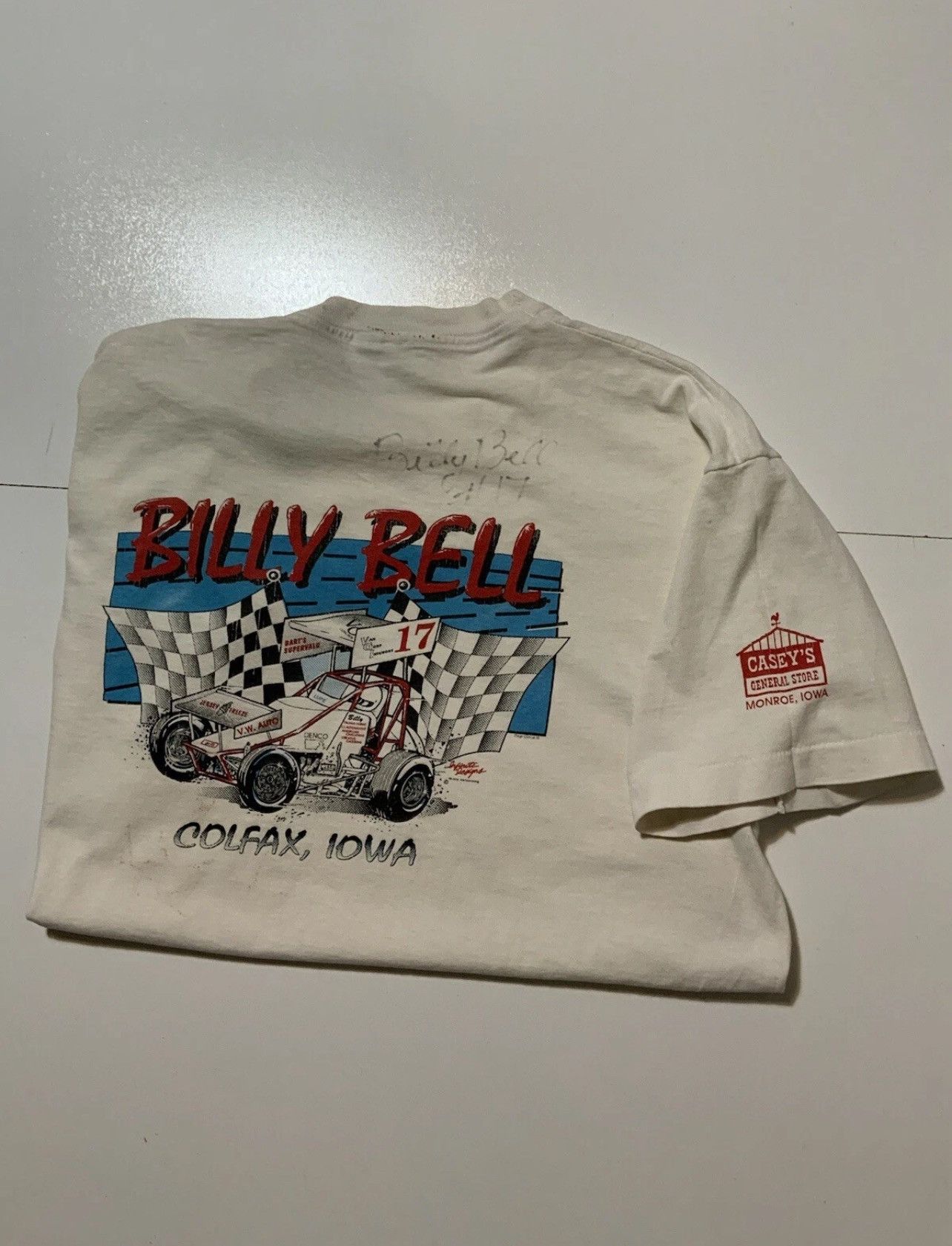 Vintage VTG 90s Billy Bell Autographed Team 17 Sprint Car T-Shirt Size US XL / EU 56 / 4 - 1 Thumbnail
