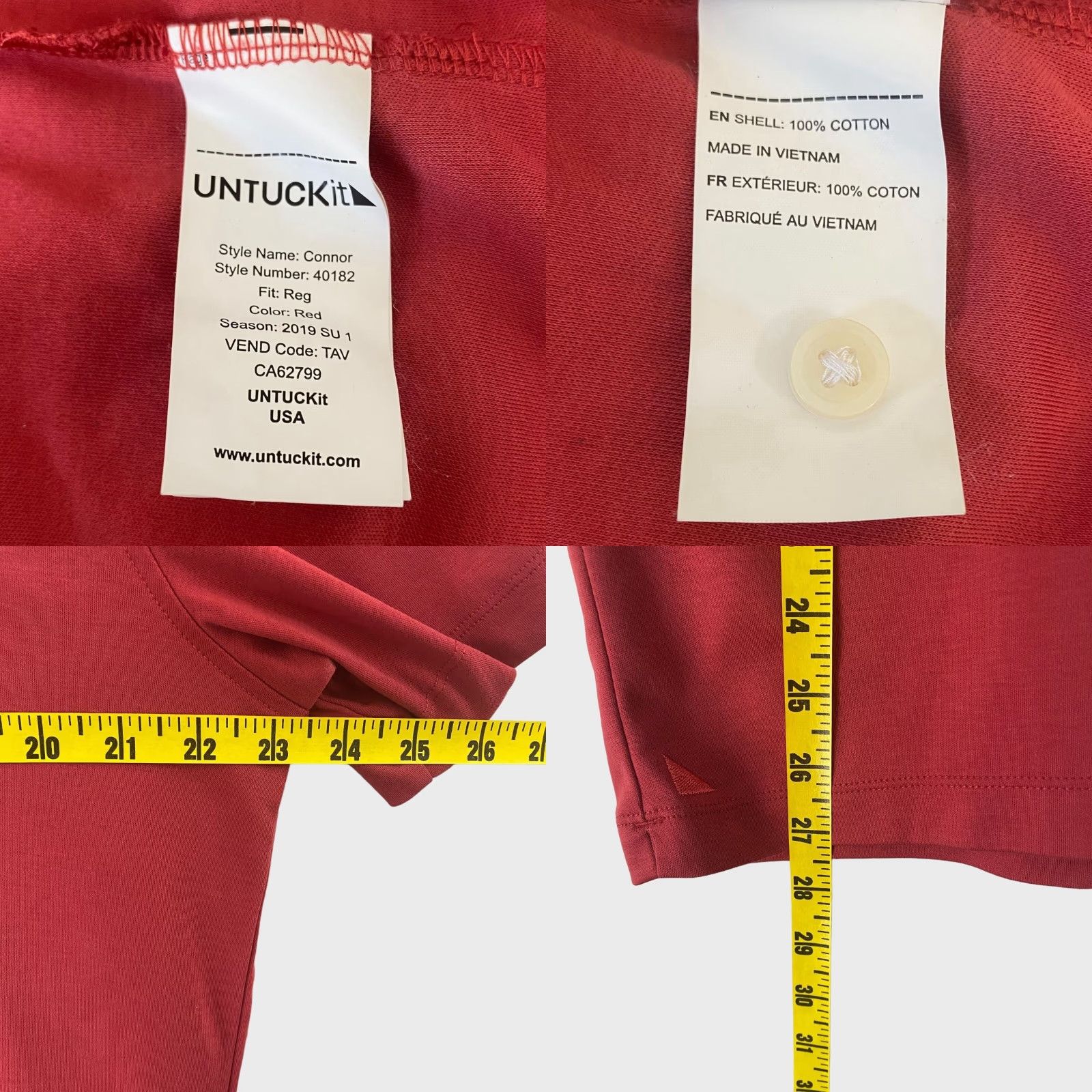 UNTUCKit UNTUCKit Connor Single Pocket Polo Shirt Adult L Red Short-Sleeve Golf Mens Size US L / EU 52-54 / 3 - 8 Thumbnail