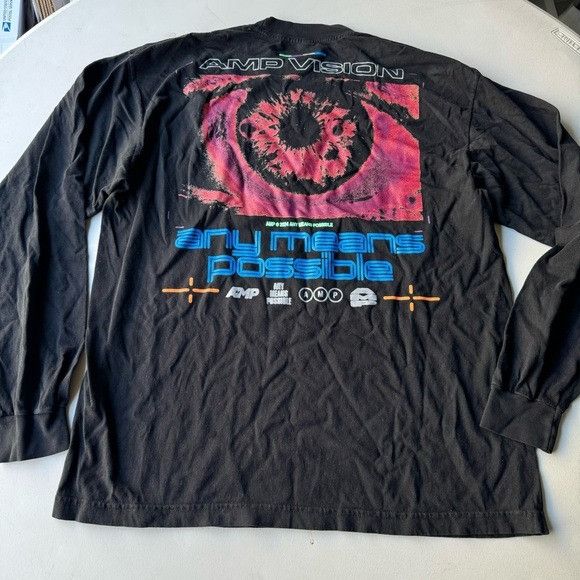 Designer NEW ANY MEANS POSSIBLE AMP VISION BLACK LONG SLEEVE T-SHIRT Size US L / EU 52-54 / 3 - 3 Thumbnail