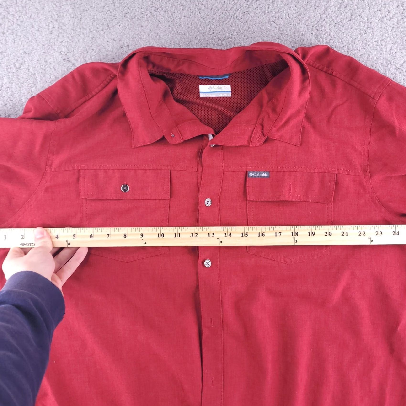 Vintage Columbia Shirt Mens 2XL Red Fishing Vented Long Sleeve Button Polyester Size US XXL / EU 58 / 5 - 5 Thumbnail
