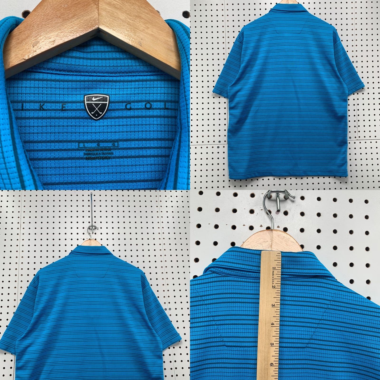 Nike Nike Golf Polo Shirt Mens Large Blue Striped Perforated Tectured Collared 23x31 Size US L / EU 52-54 / 3 - 8 Thumbnail