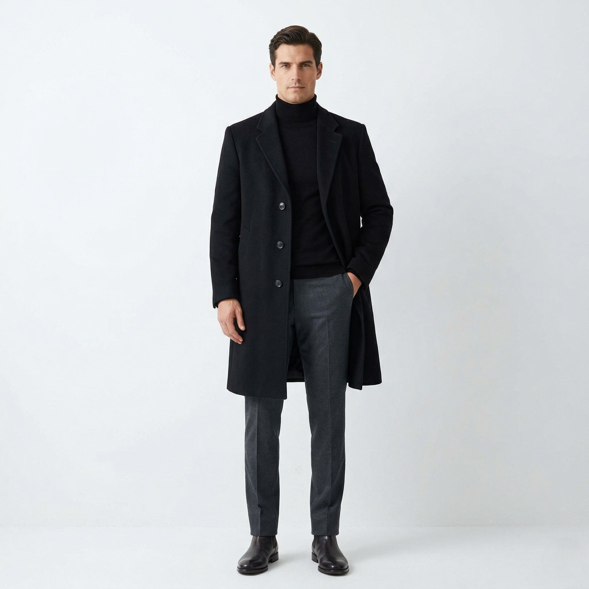 Burton Burton Men M Coat Black Wool Cashmere Blend 2828 Size US M / EU 48-50 / 2 - 1 Thumbnail