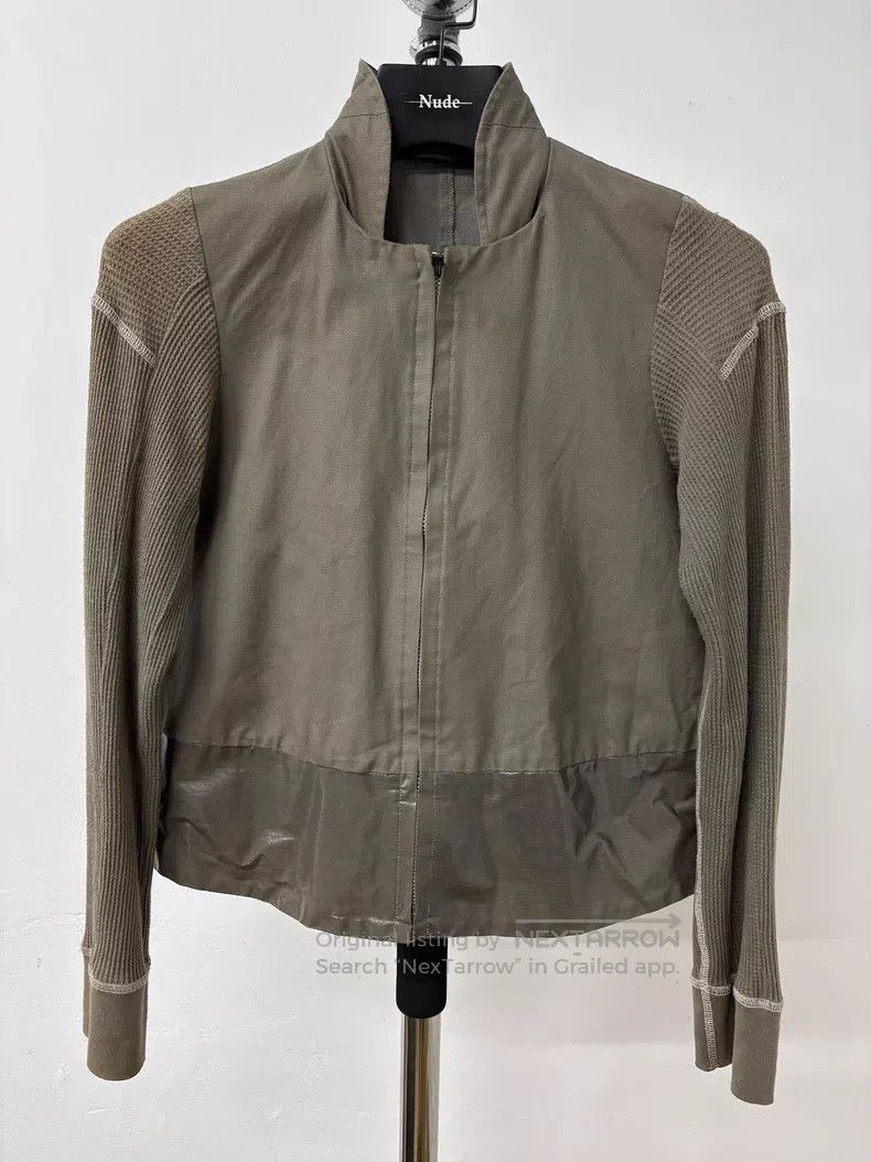 Undercover Patchwork stand collar zip-up short jacket