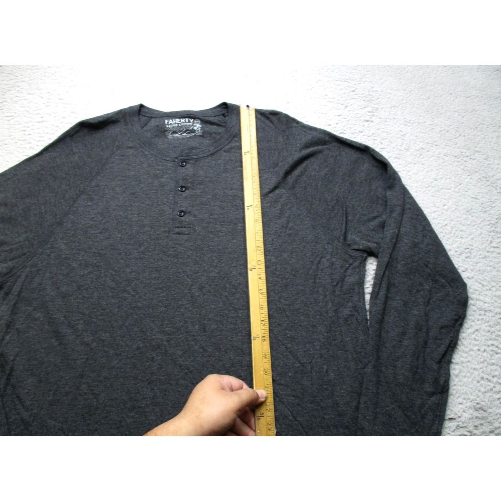 Faherty Faherty Henley Shirt Mens 2XL Charcoal Cloud Cotton Long Sleeve Pima Modal Size US XXL / EU 58 / 5 - 4 Thumbnail