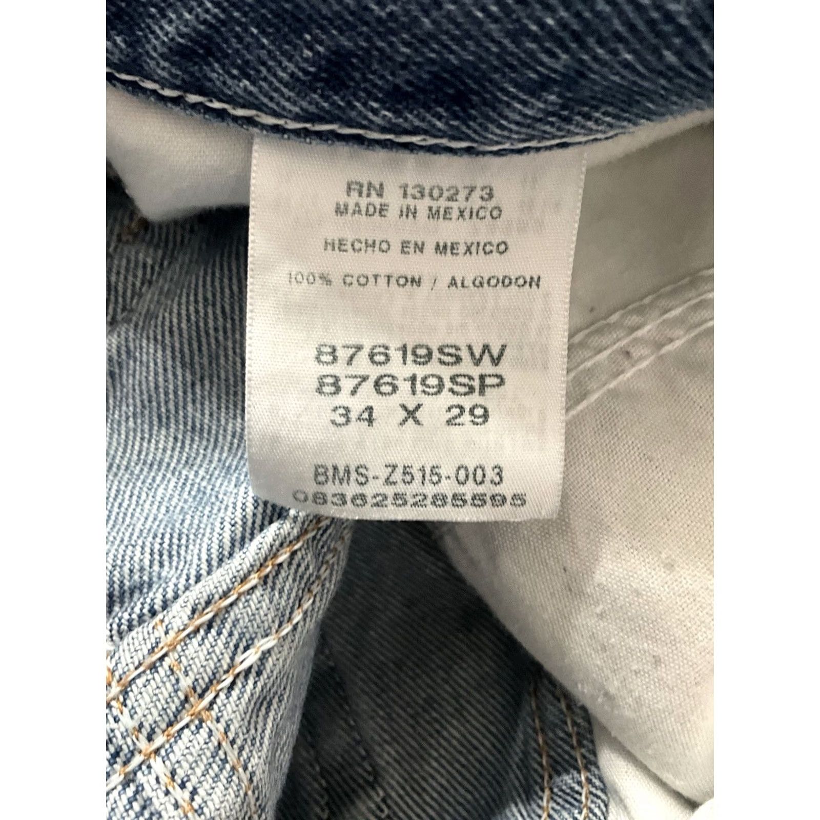Denime VINTAGE Rustler Jeans Men Regular Fit Straight 34x29 Blue Denim 5-Pocket Distressed Logo 80s 90s Mens Size US 34 / EU 50 - 6 Thumbnail