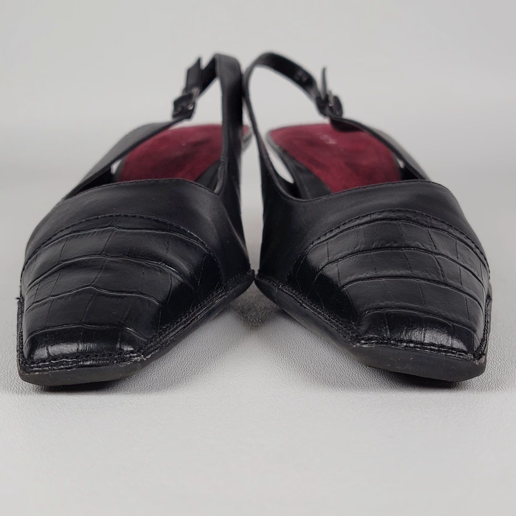 Vintage Aerosoles Slingback Heel Dress Shoes Womens 9.5M Black Animal Print Kitten Buckle Size M / US 6-8 / IT 42-44 - 3 Thumbnail