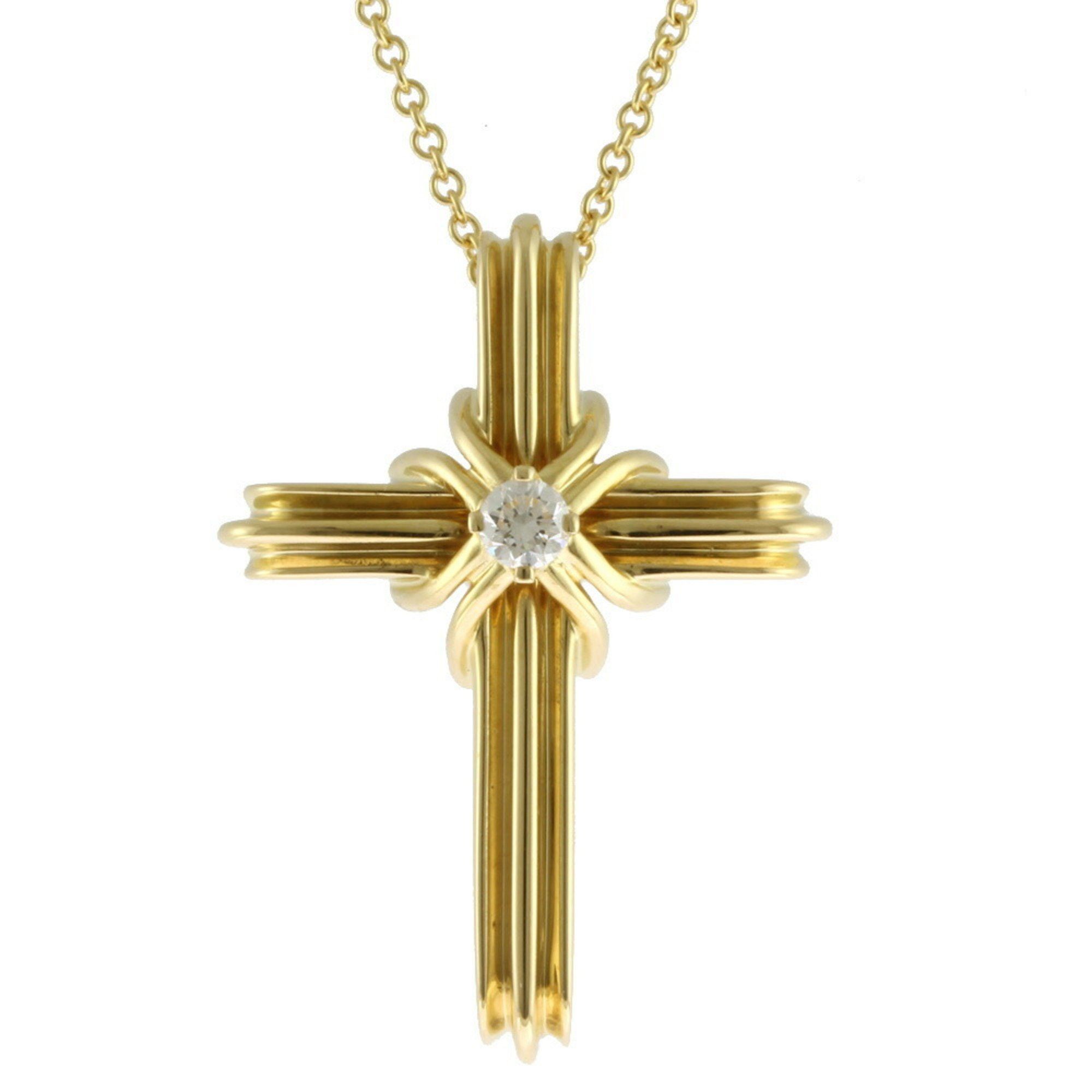 Tiffany Signature Cross Necklace 18K Diamond Women