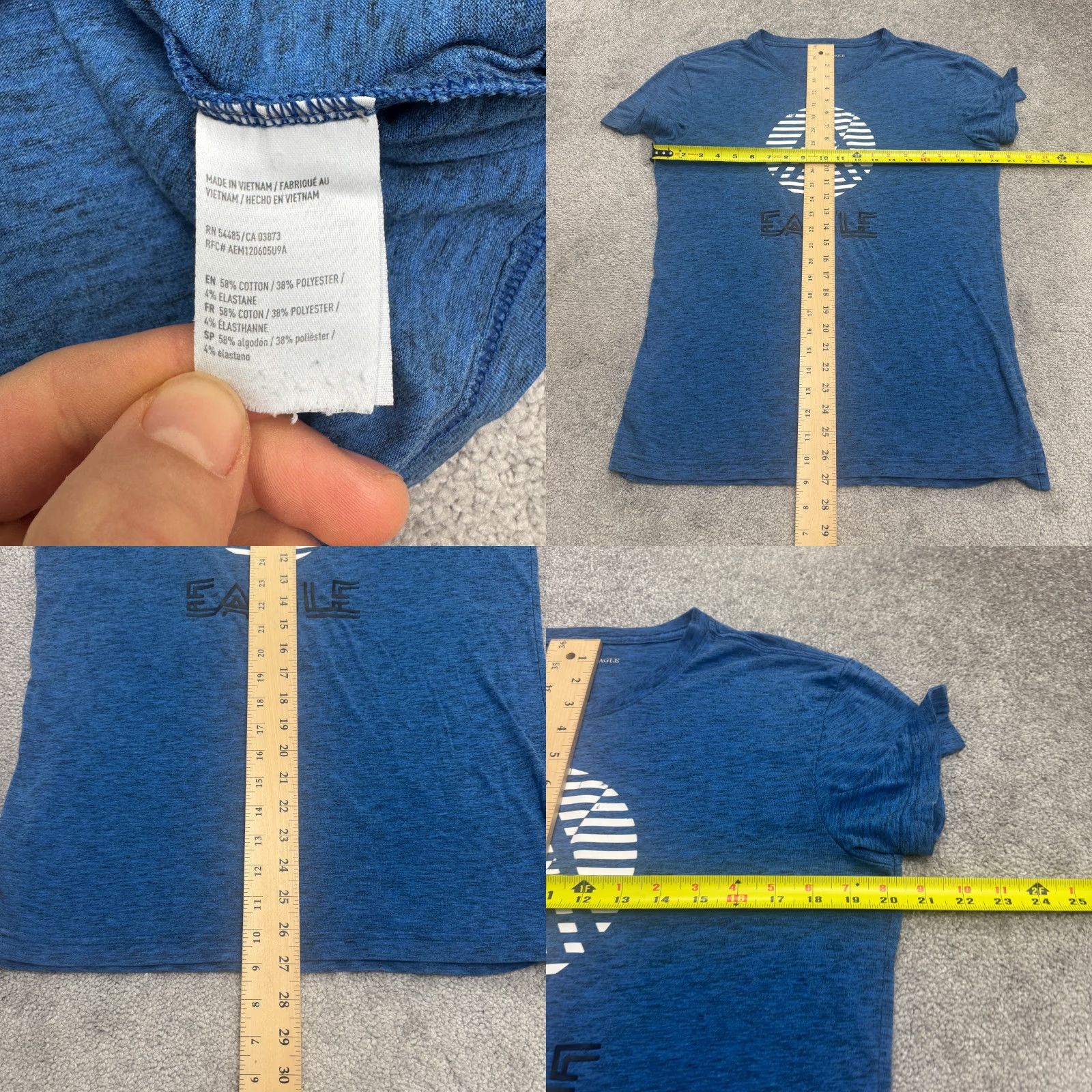 American Eagle Outfitters American Eagle Outfitters Graphic T-Shirt Mens Small Blue Crew Short Sleeve Tee Size US S / EU 44-46 / 1 - 8 Thumbnail