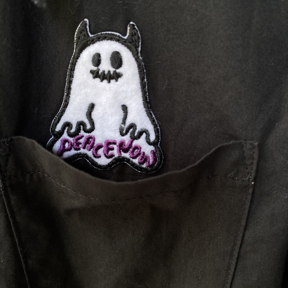 Japanese Brand 😊PEACE NOW Black Ghost Pocket Shirt Size M / US 6-8 / IT 42-44 - 12 Thumbnail