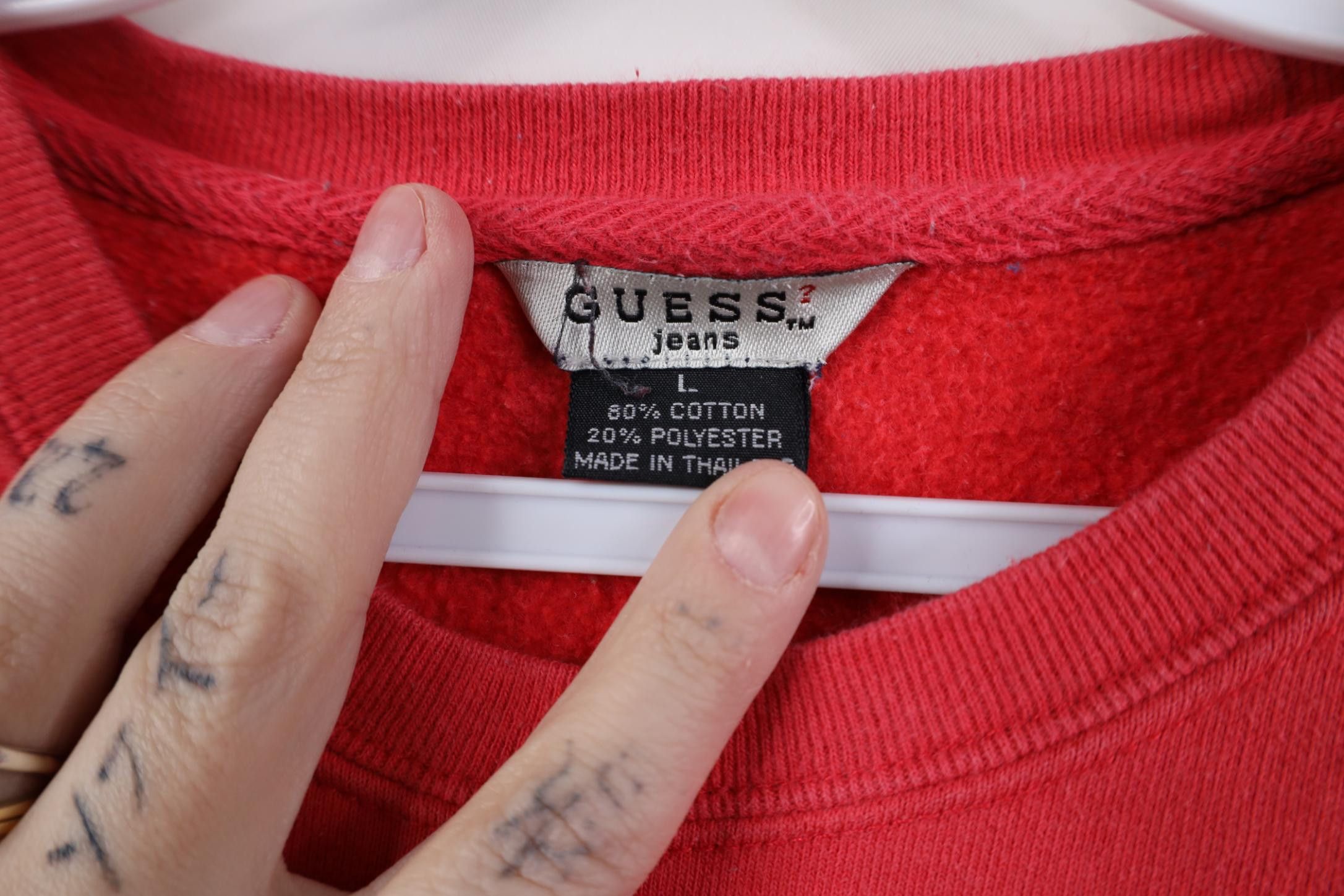 Guess Vtg 90s Y2K Guess Jeans Script Crewneck Sweatshirt Pink Size L / US 10 / IT 46 - 9 Thumbnail