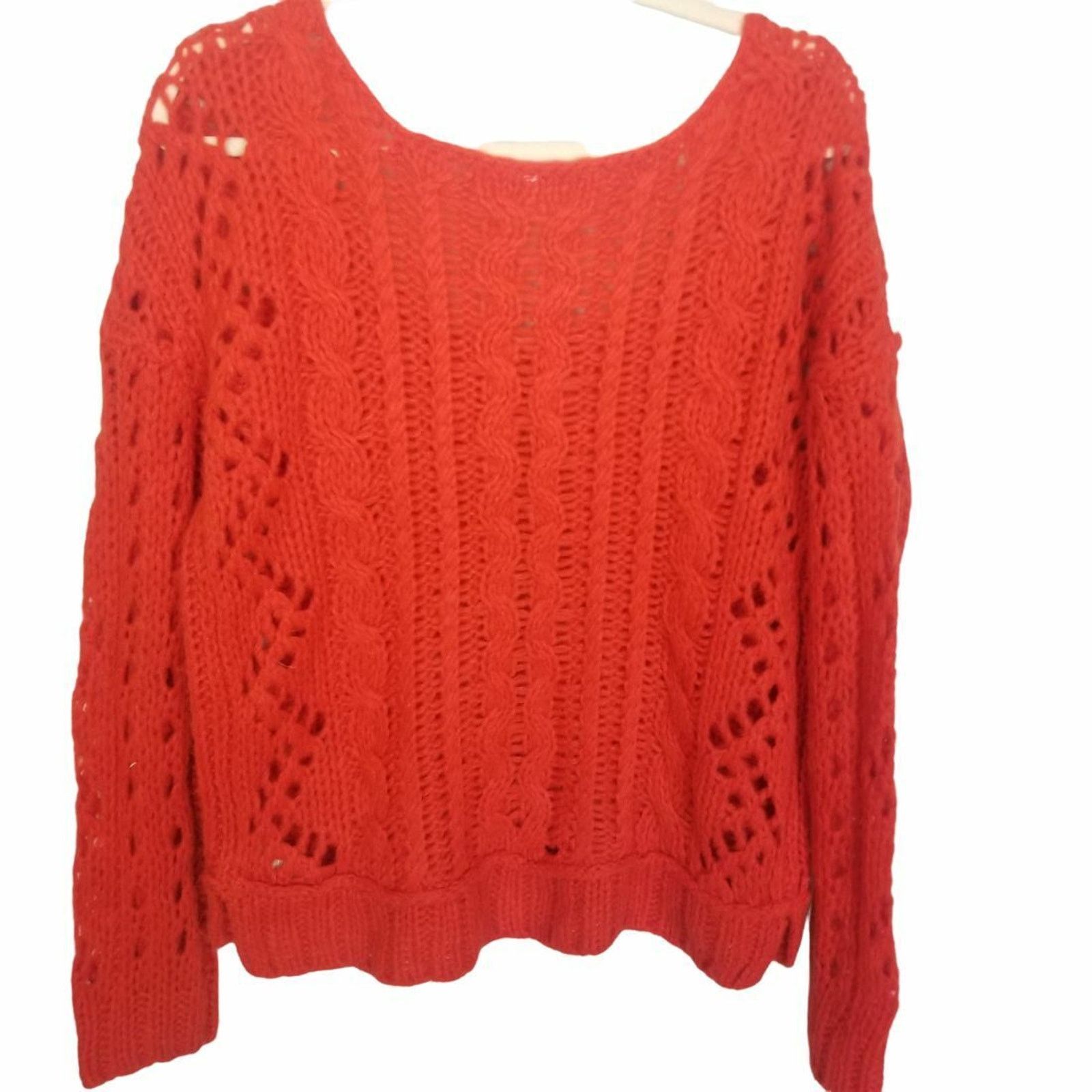 Free People Free People Womens Open Cable Knit Wool Mohair Sweater Boho Size S / US 4 / IT 40 - 9 Thumbnail