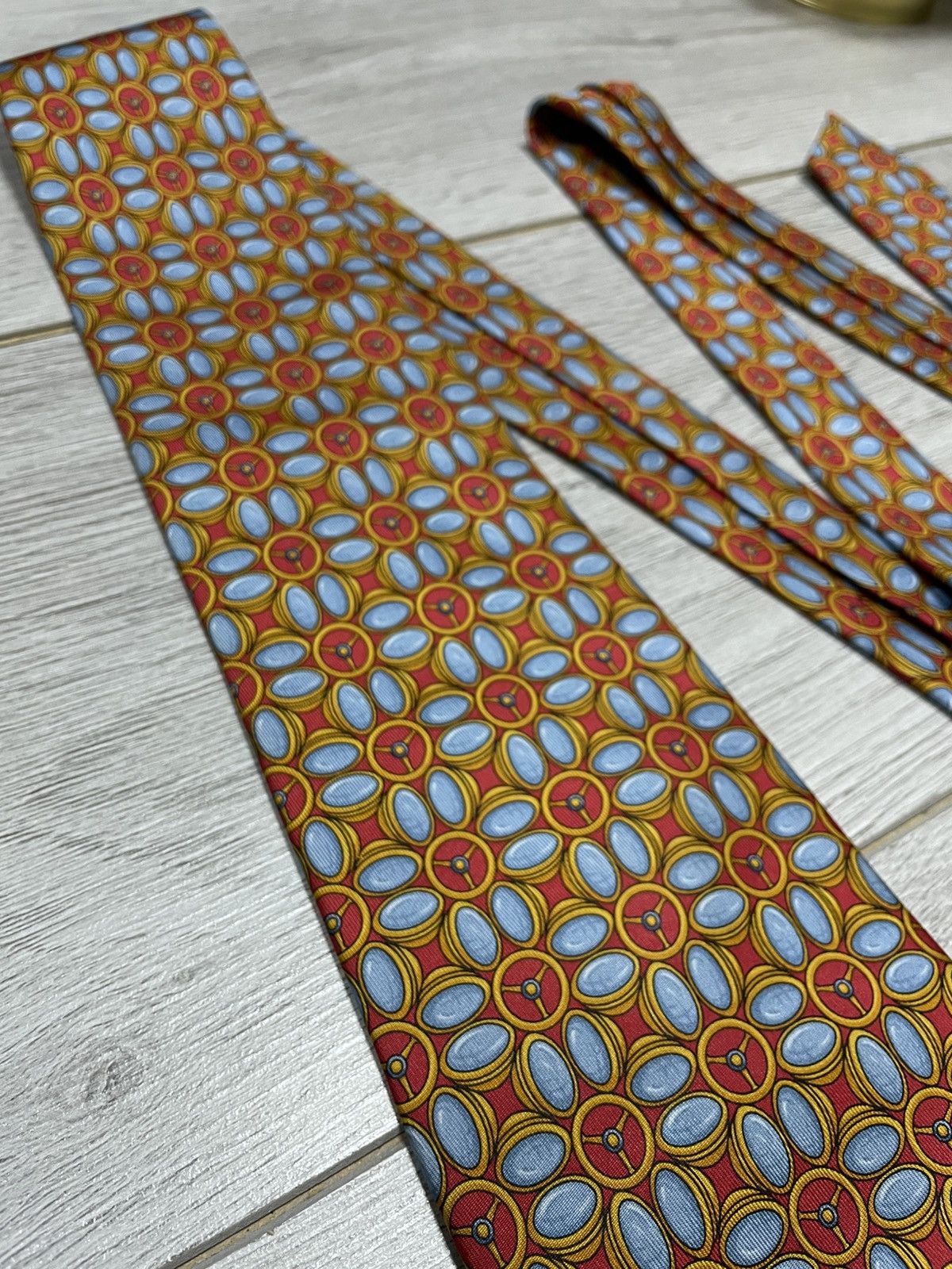 Hermes Gucci over print silk tie Italy Size ONE SIZE - 2 Thumbnail