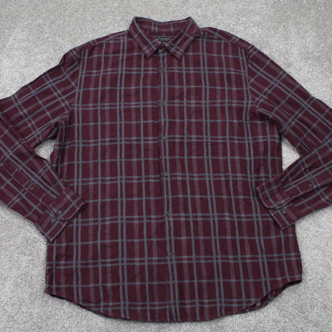 Banana Republic Banana Republic Luxe Flannel Shirt Adult XL Red Button-Up Long Sleeve Plaid Cotton Regular Mens Size US XL / EU 56 / 4 - 2 Thumbnail