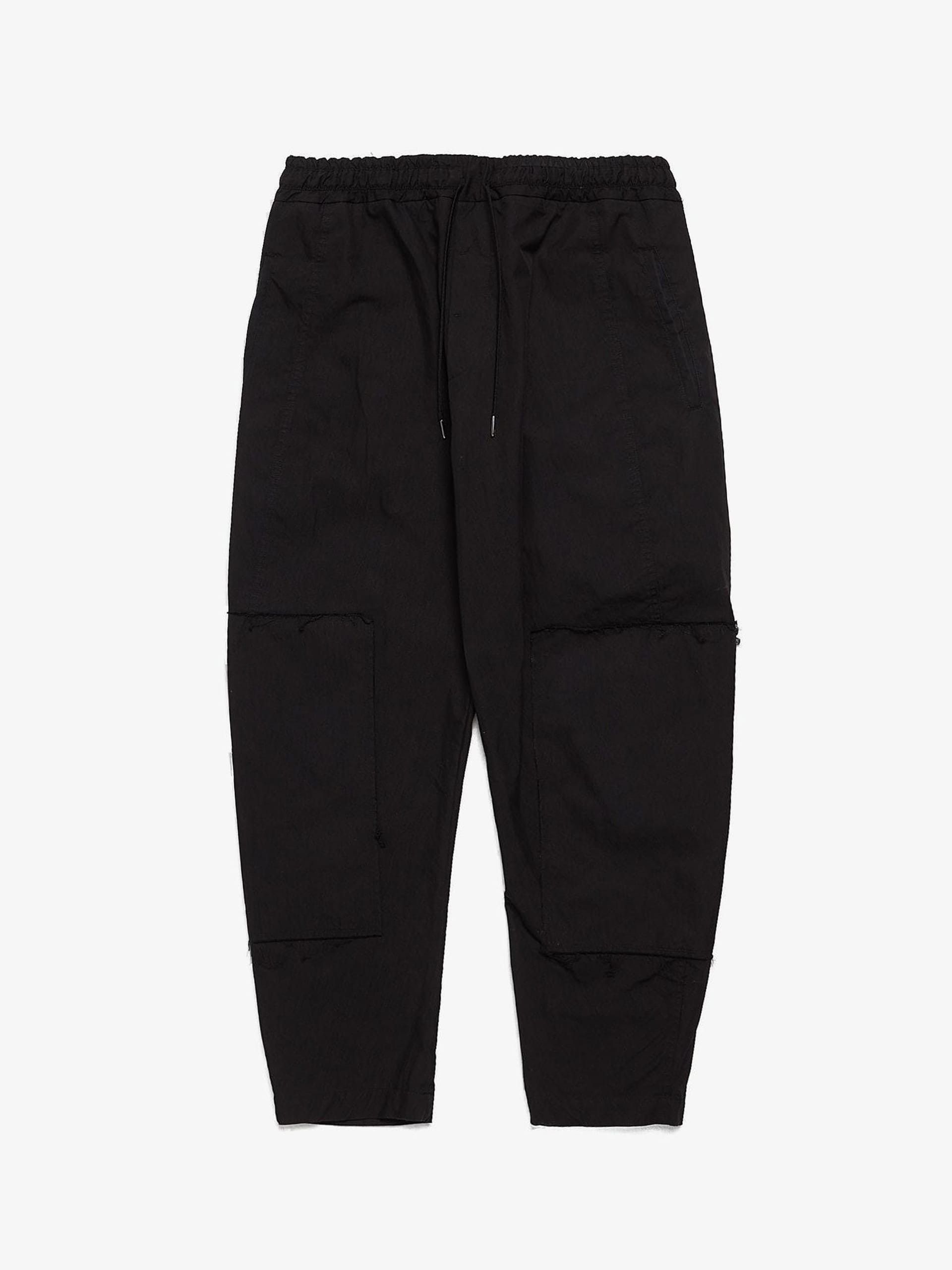 image of Isabel Benenato Black Knee Patched Raw Hem Cotton Pants, Men's (Size 34)