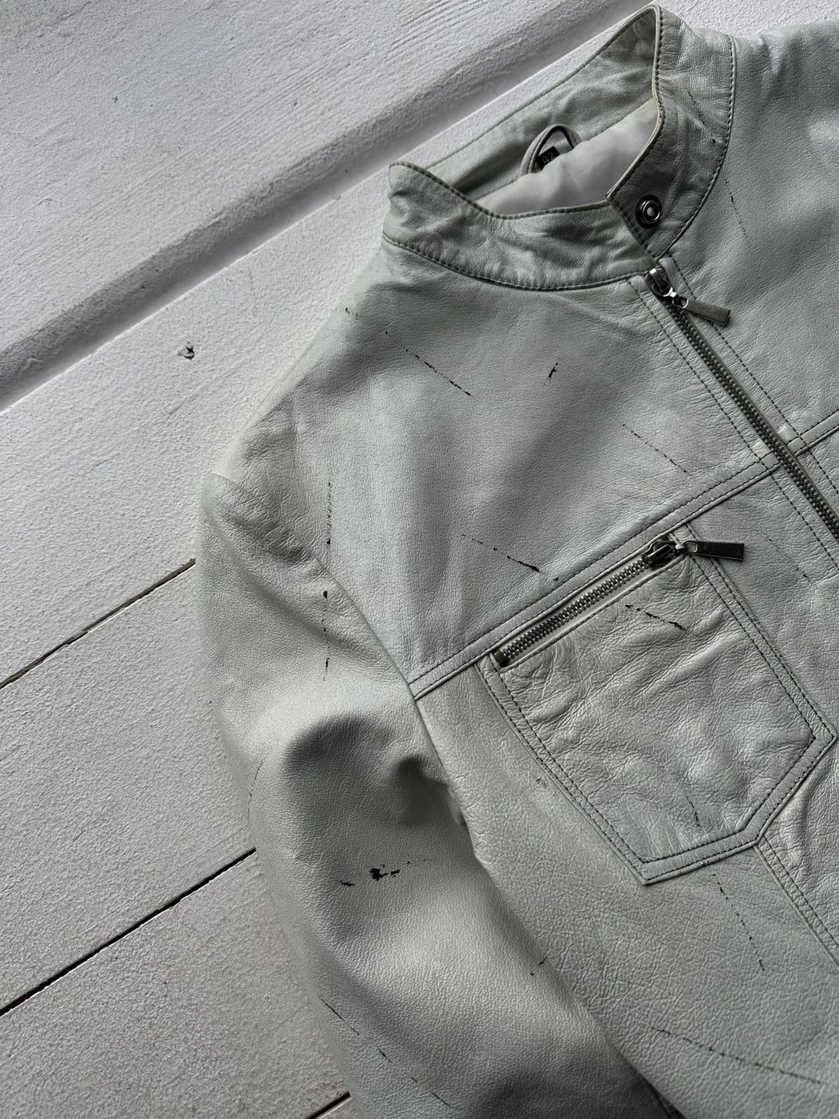 Other 🚨Y2K RICK OWENS TYPE DIRTY SLIM FIT ZIP LEATHER JACKET Size M / US 6-8 / IT 42-44 - 3 Thumbnail